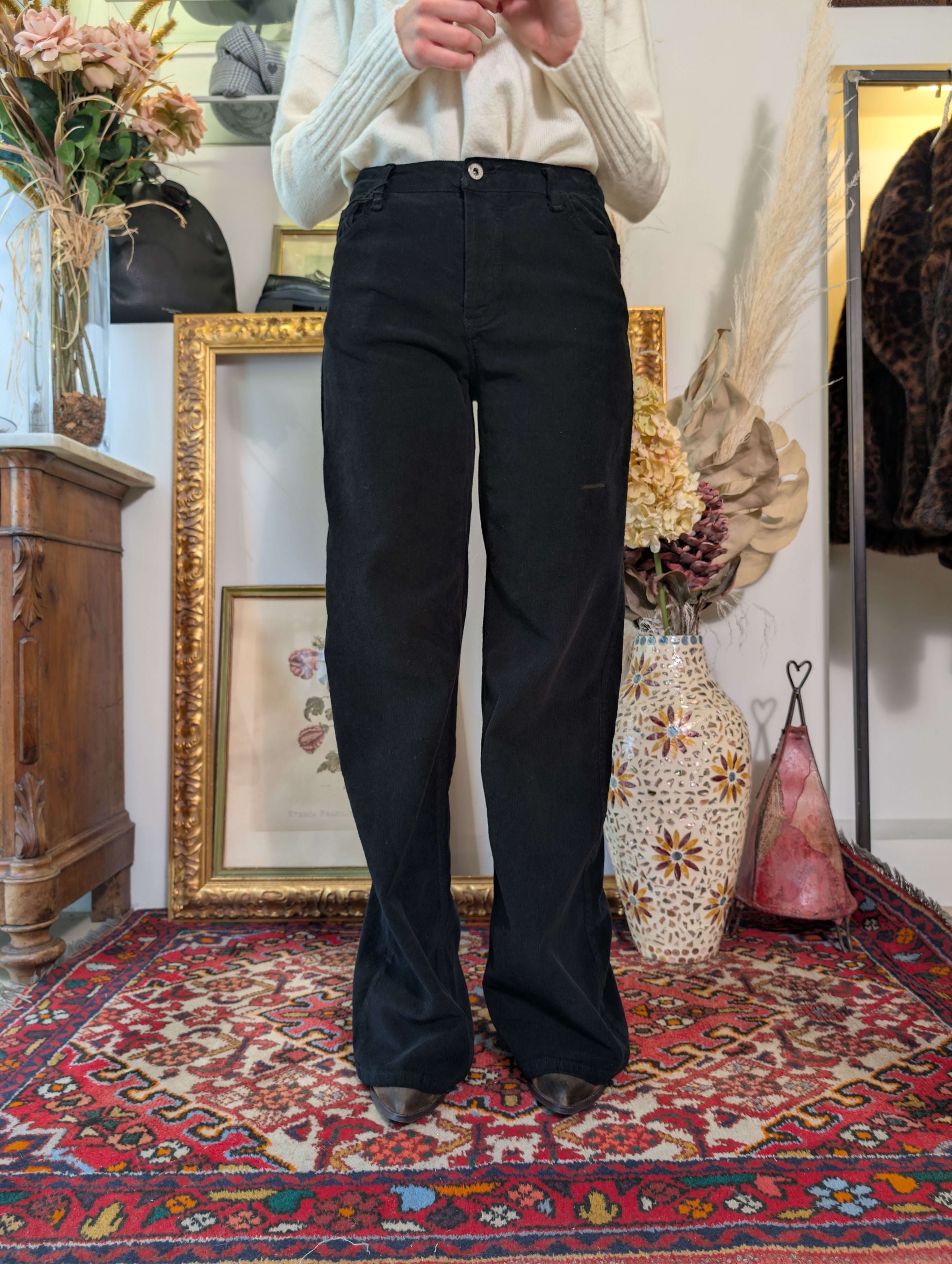 Pantalone palazzo in velluto 1.000 righe - PLEASE