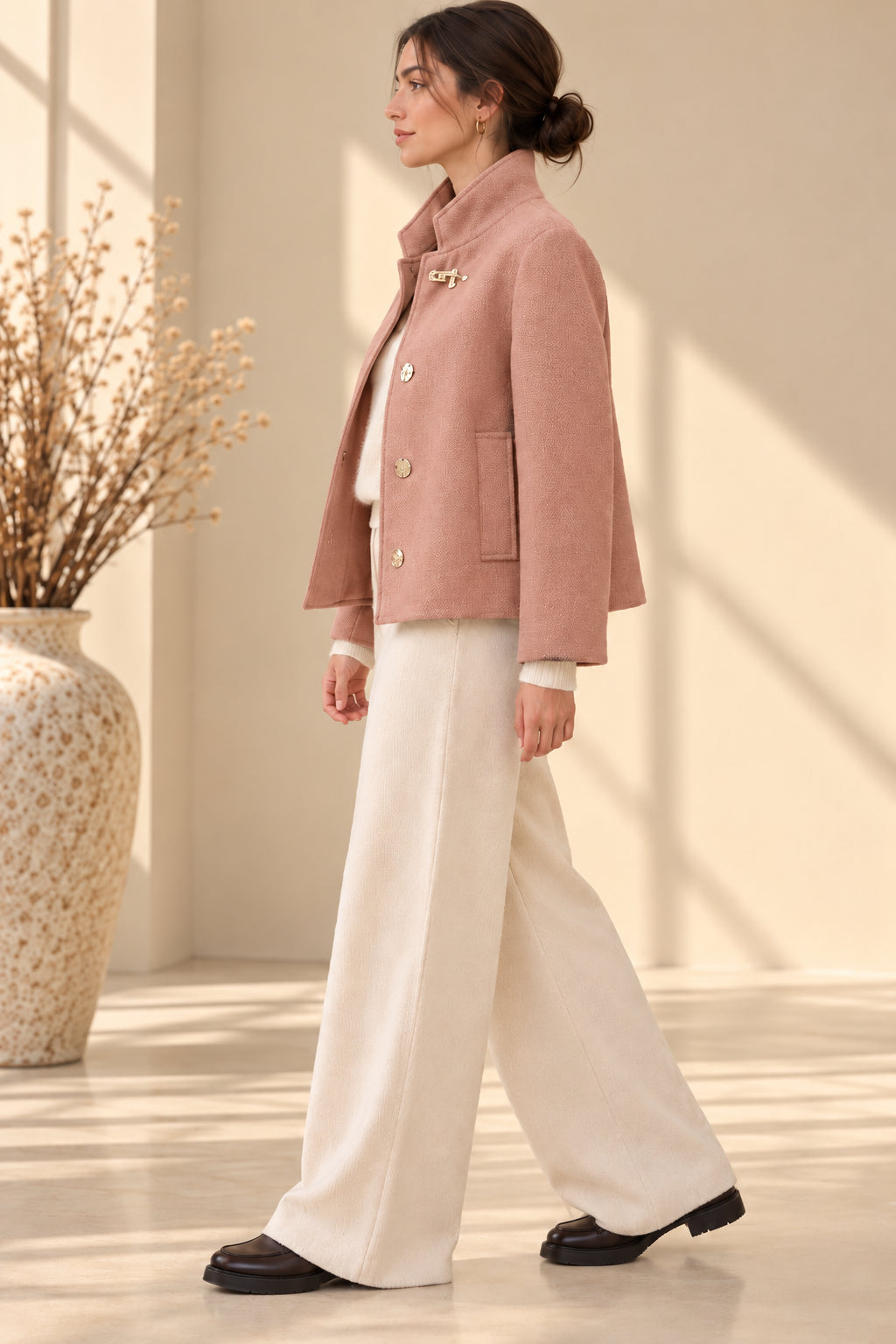 Cropped Coat in panno con dettagli gold - MARKUP DONNA