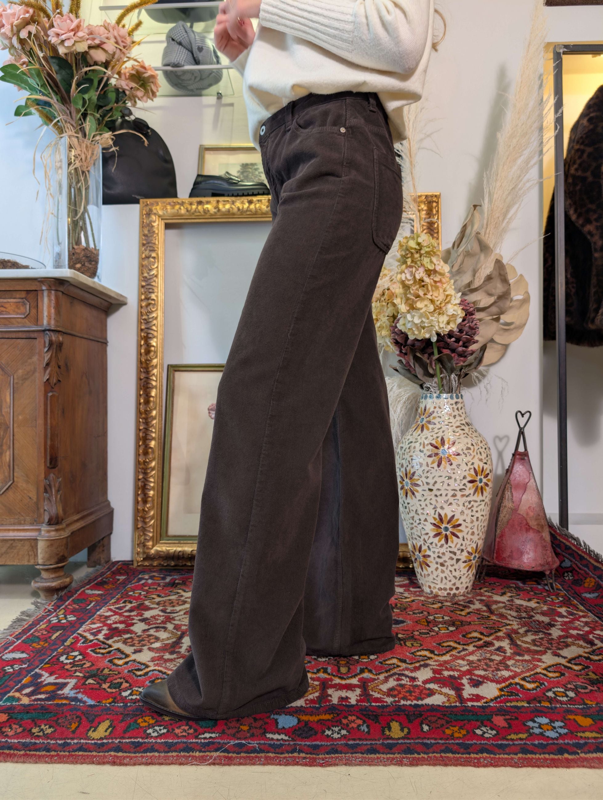 Pantalone palazzo in velluto 1.000 righe - PLEASE