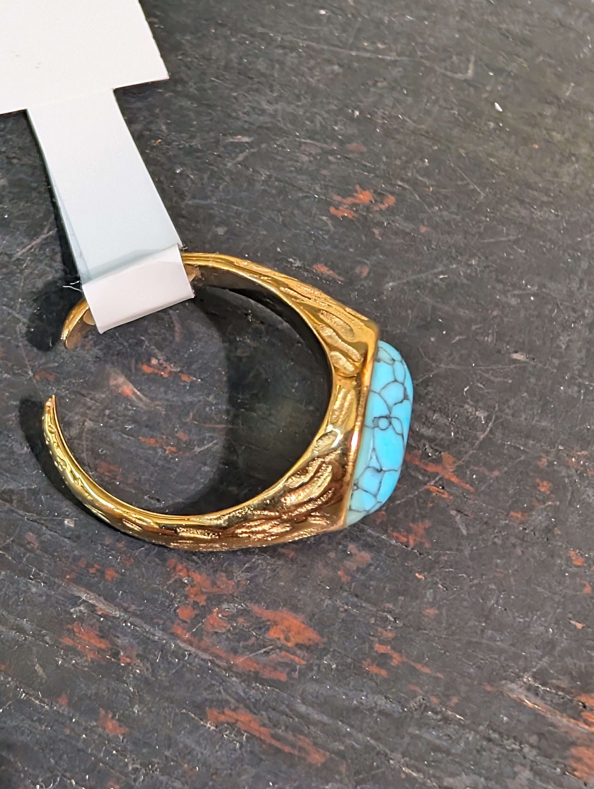 ANELLO REGOLABILE PIETRA TURCHESE/ORO - NALI'