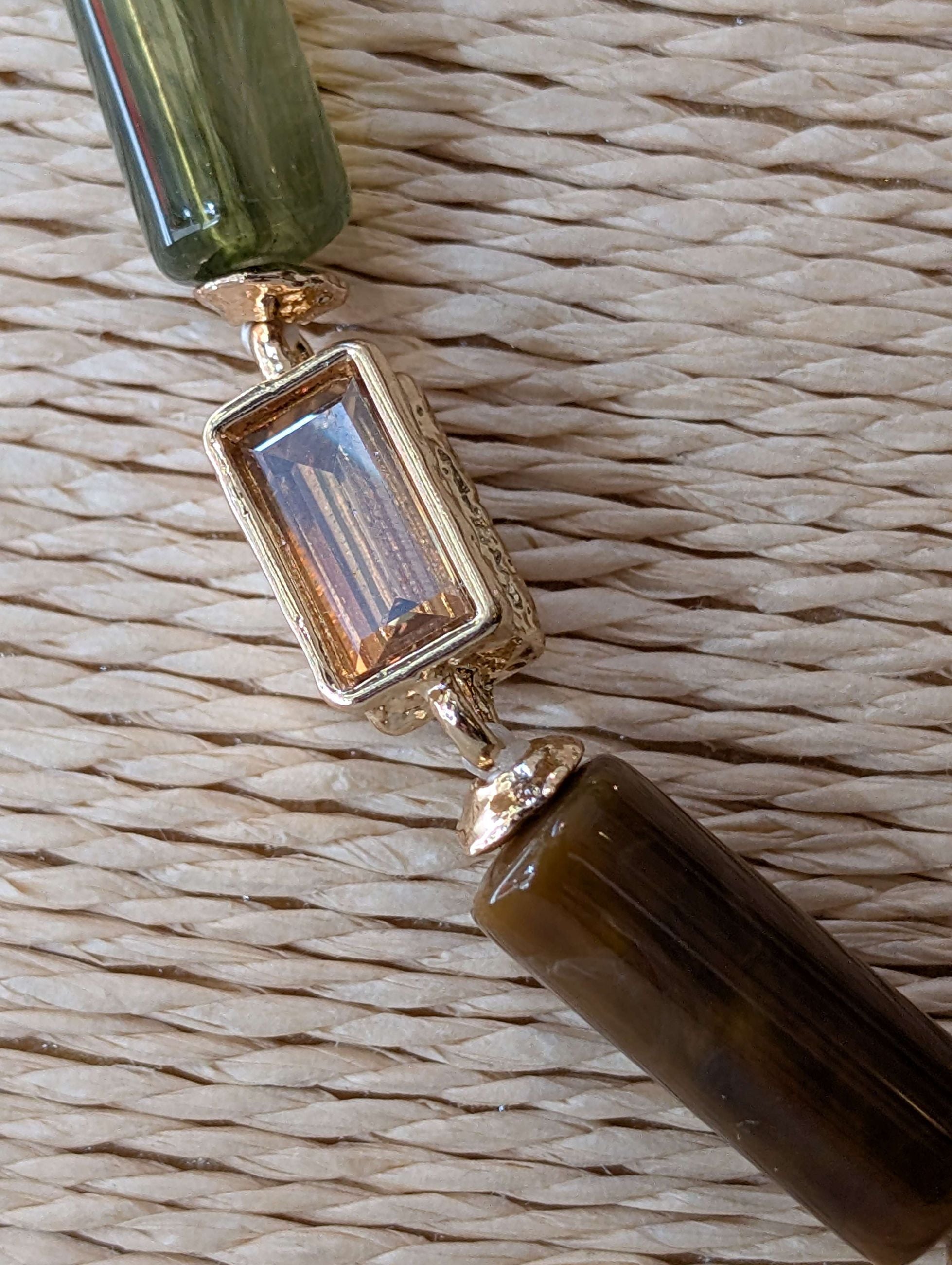 COLLANA JIL LUNGA  PIETRE BAGUETTE VERDE - NALI'