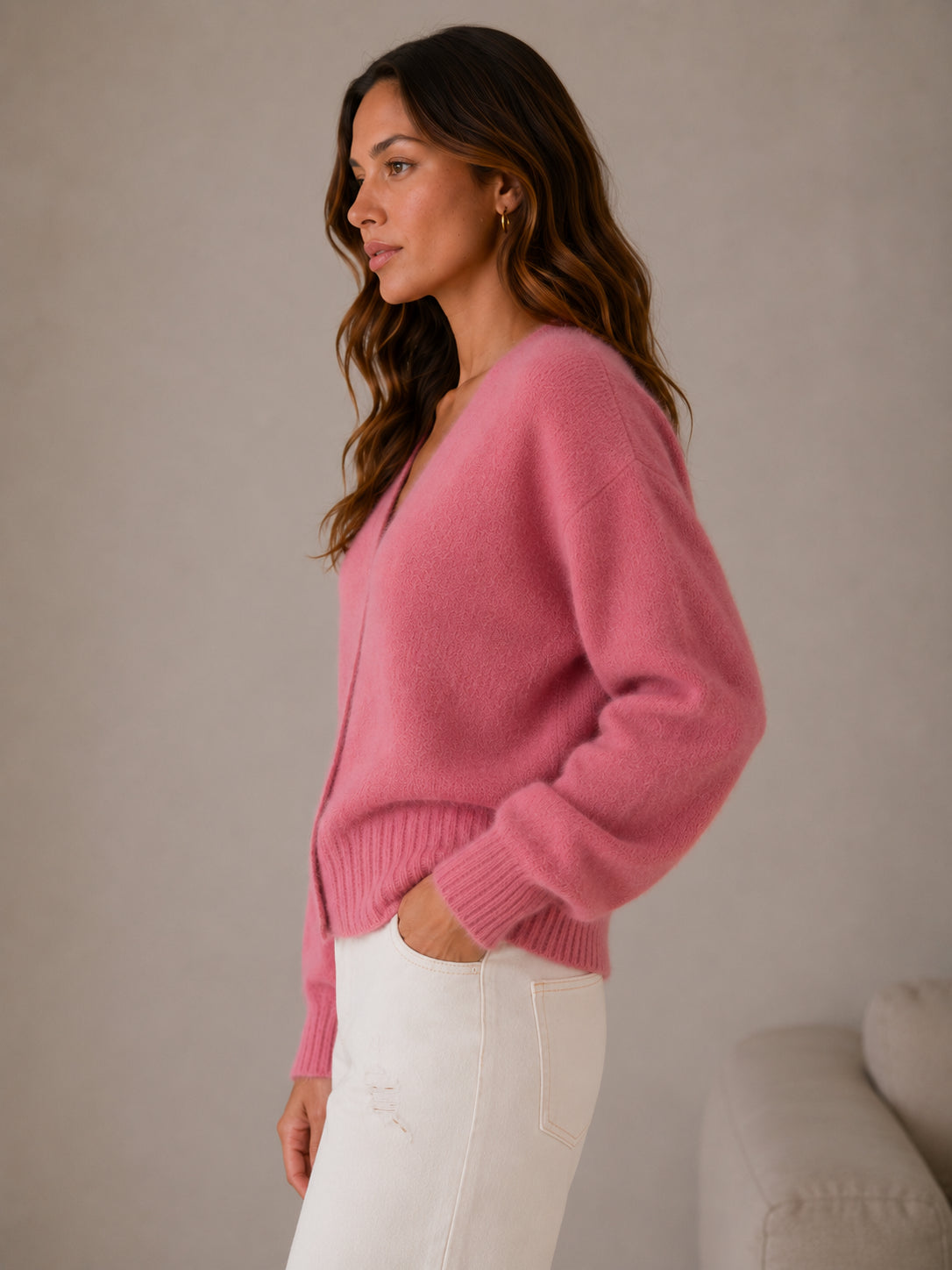 Cardigan in angora - .SOLO TRE