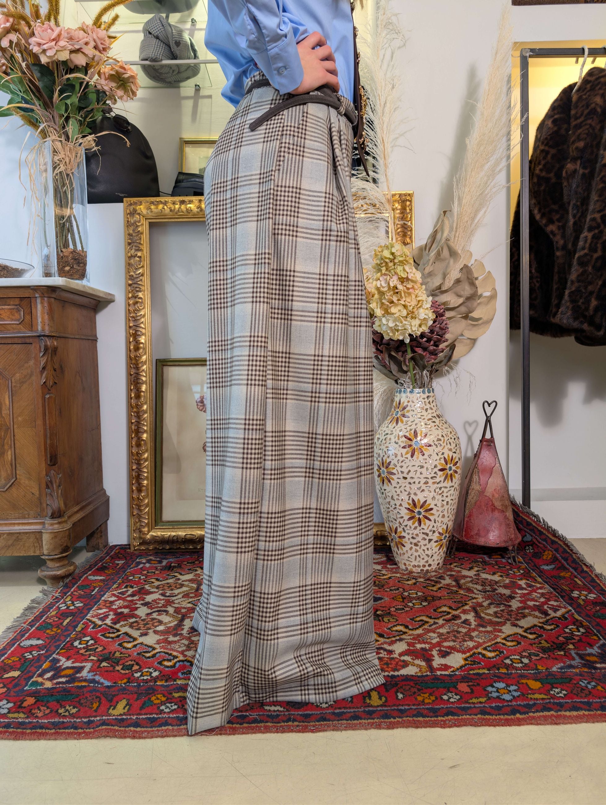 Pantalone palazzo check - TENSIONE IN