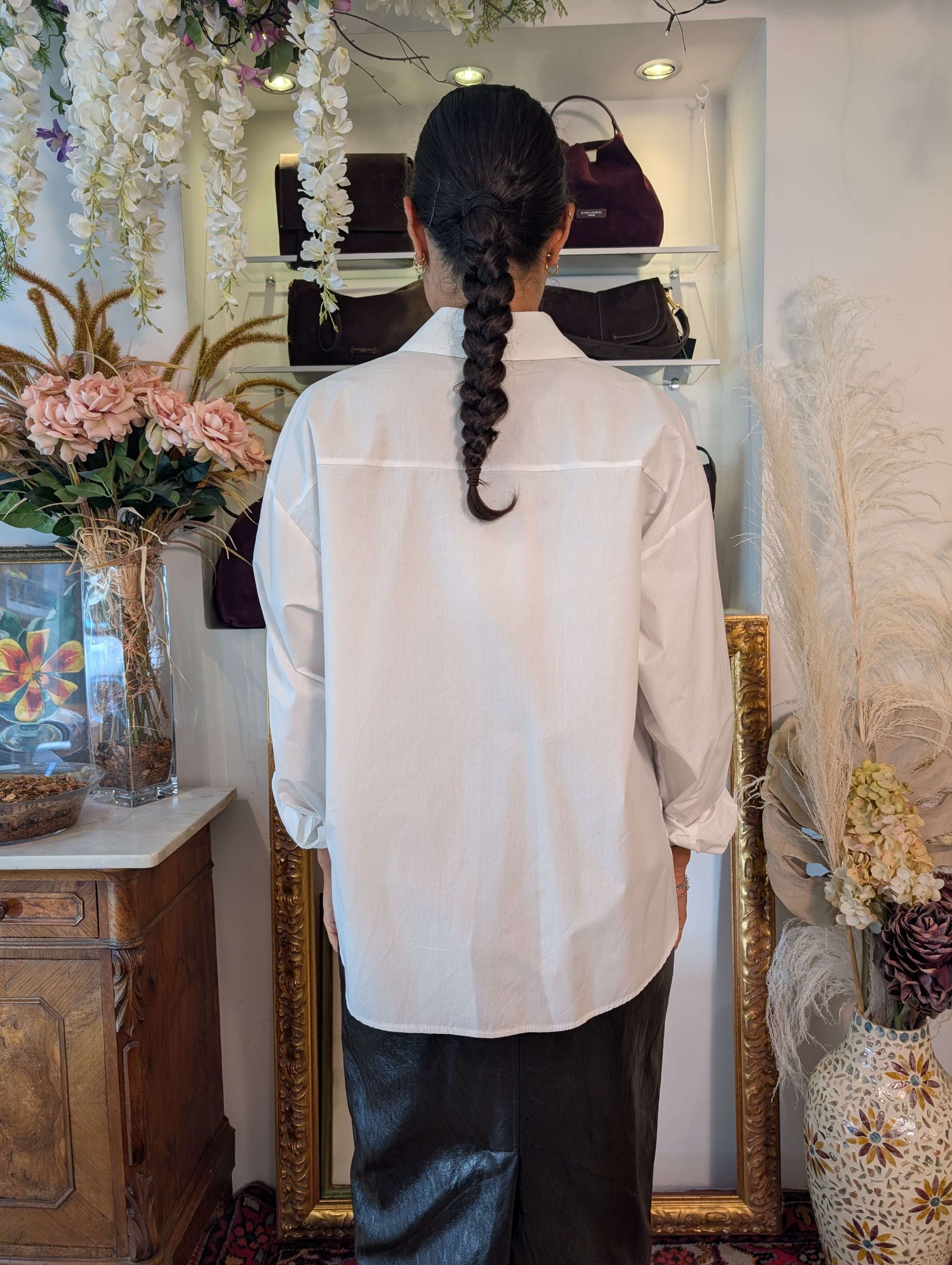 Camicia over in cotone con taschino applicato - TENSIONE IN