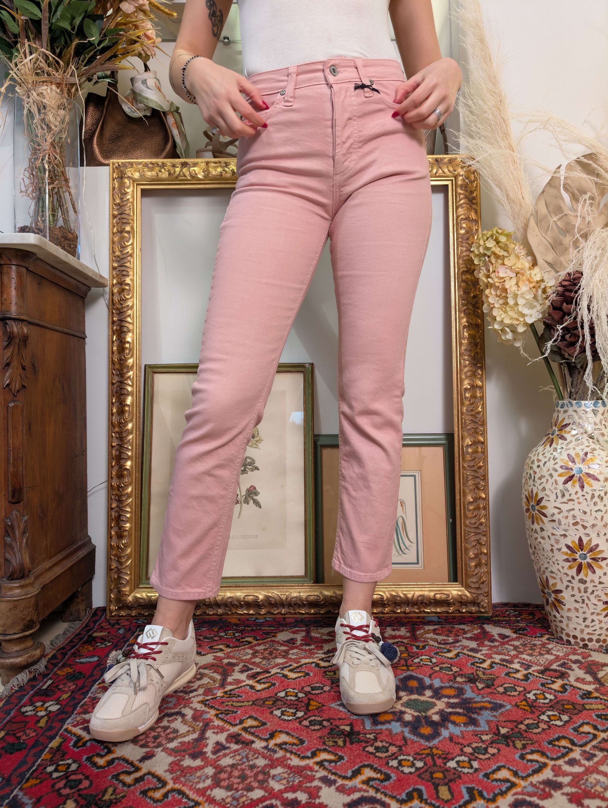 Panta straight fit in bull denim stretch tinto in capo - PLEASE