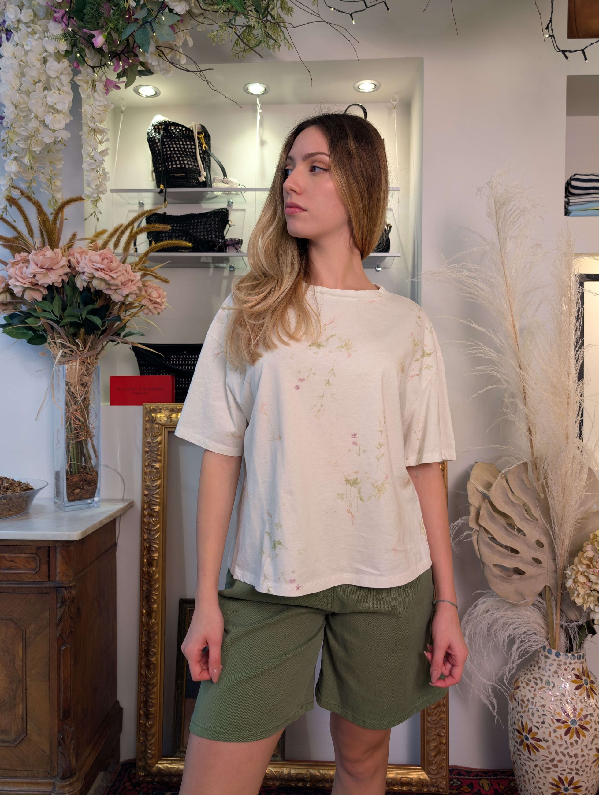 T-shirt stampa ramages sfumato all over - PLEASE