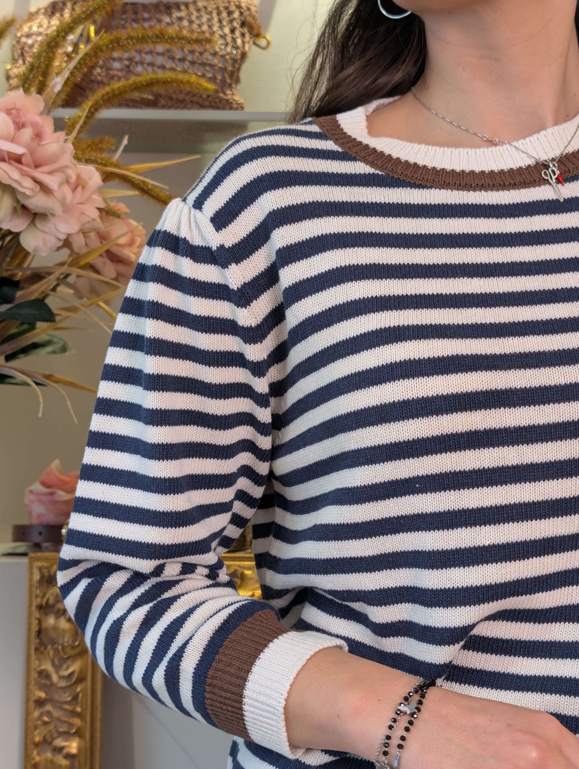 Maglia rigata con arricci alle spalle - DIXIE