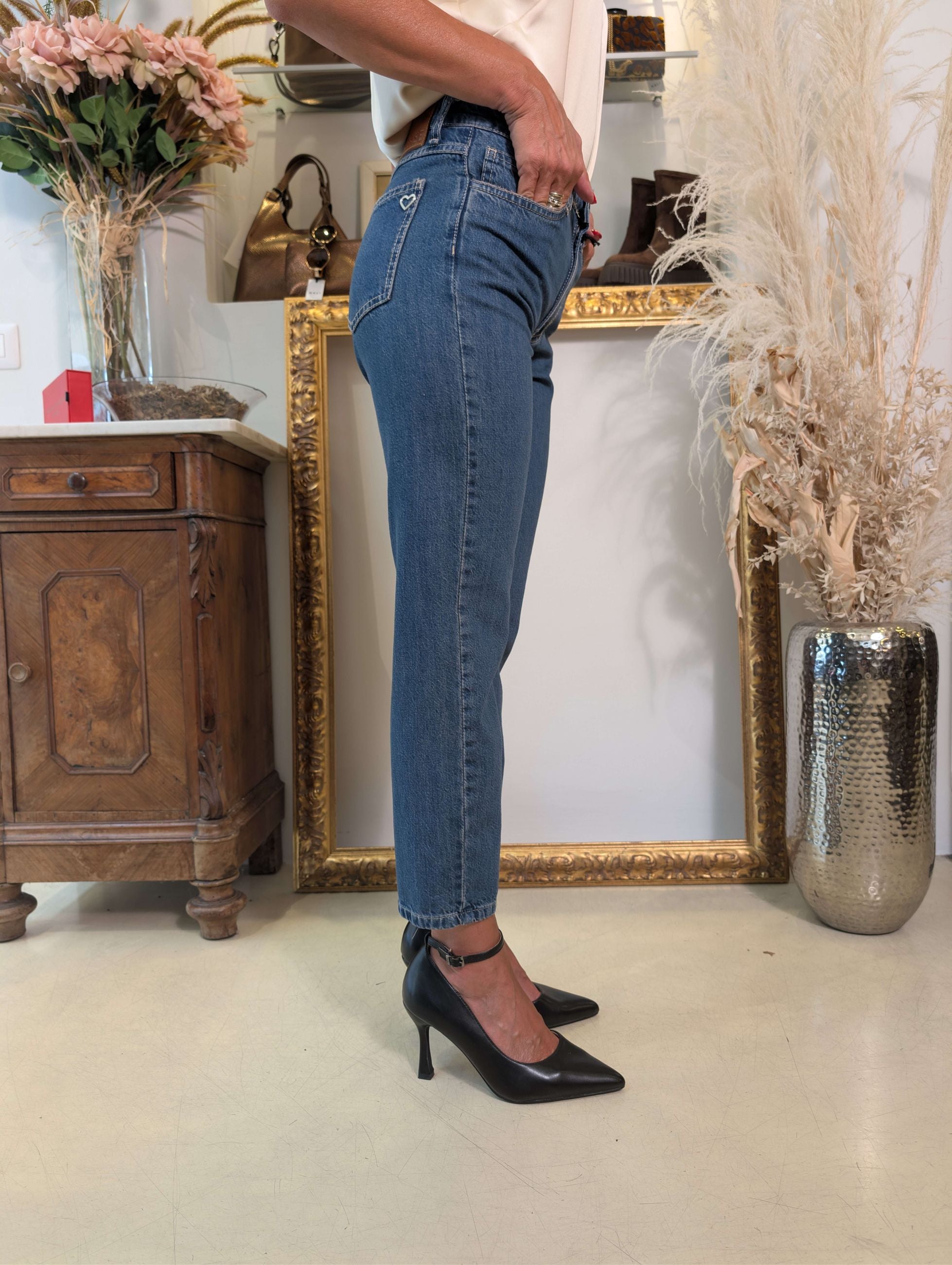 Panta in denim regular fit lavaggio medio - PLEASE