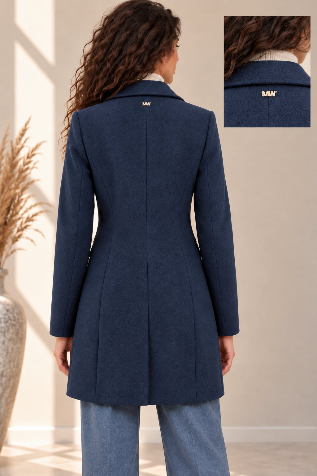 Cappottino slim fit in panno diagonale con impunture sartoriali - MARKUP DONNA
