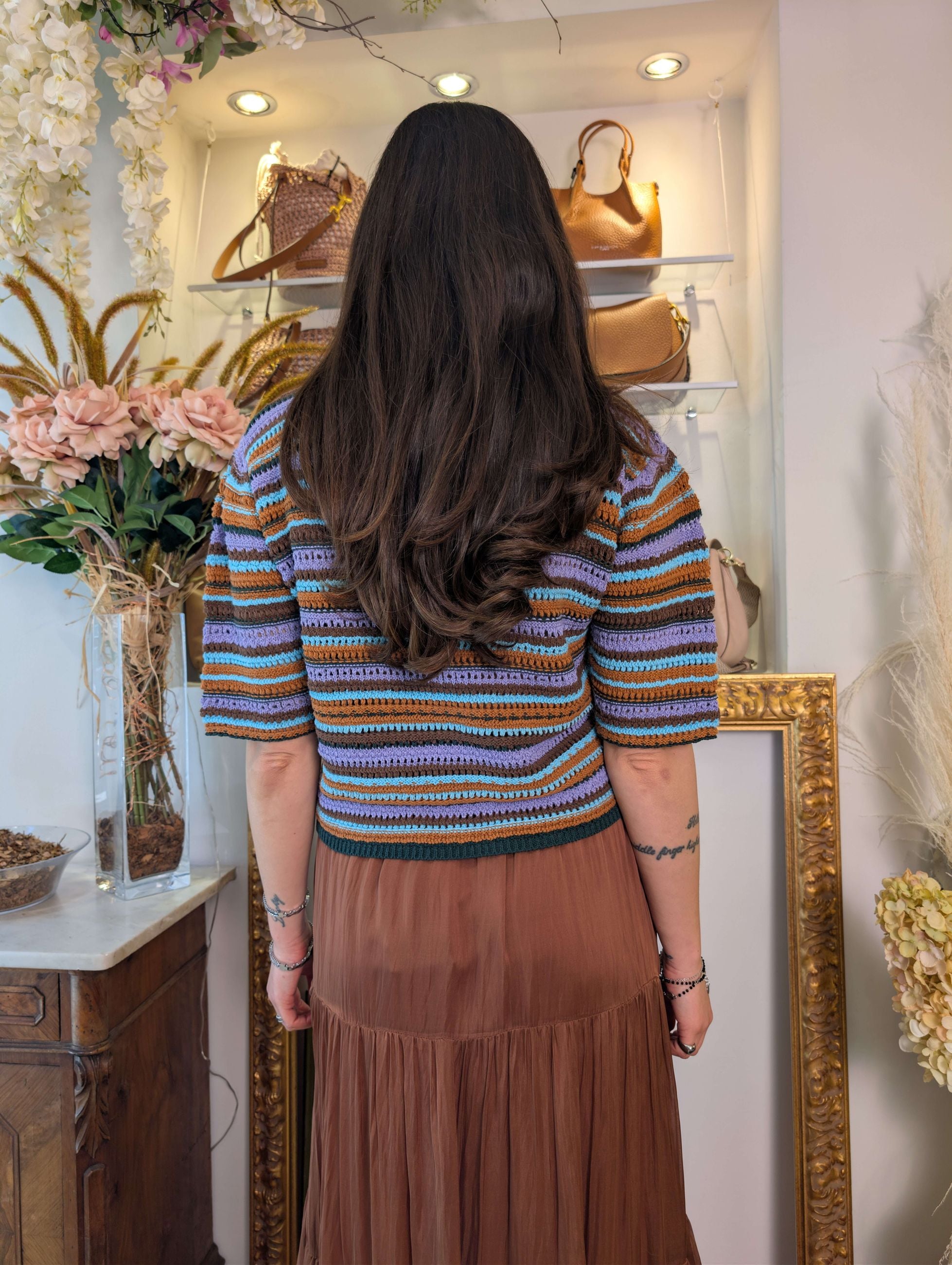 Maglia a lavorazione crochet multicolor - DIXIE