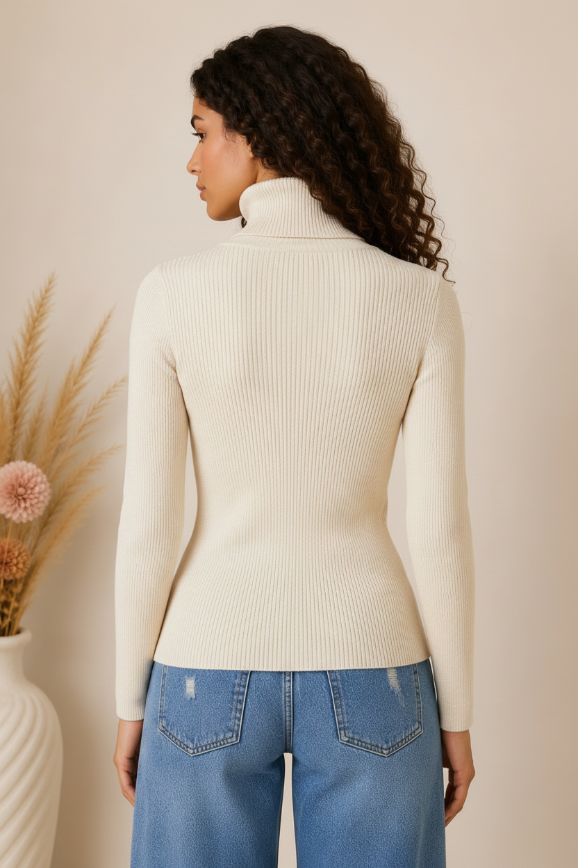 Maglia collo alto basica in costina con lurex - LE SARTE DEL SOLE