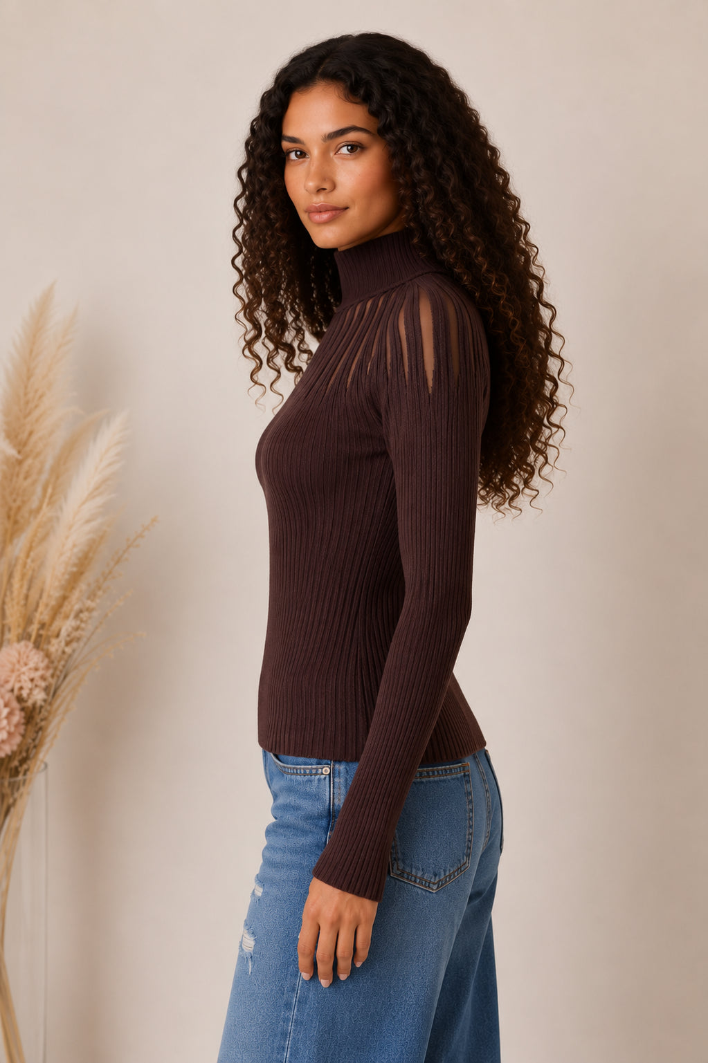 Maglia slim fit con lavorazioni a spicchi effetto trasparenza - LE SARTE DEL SOLE