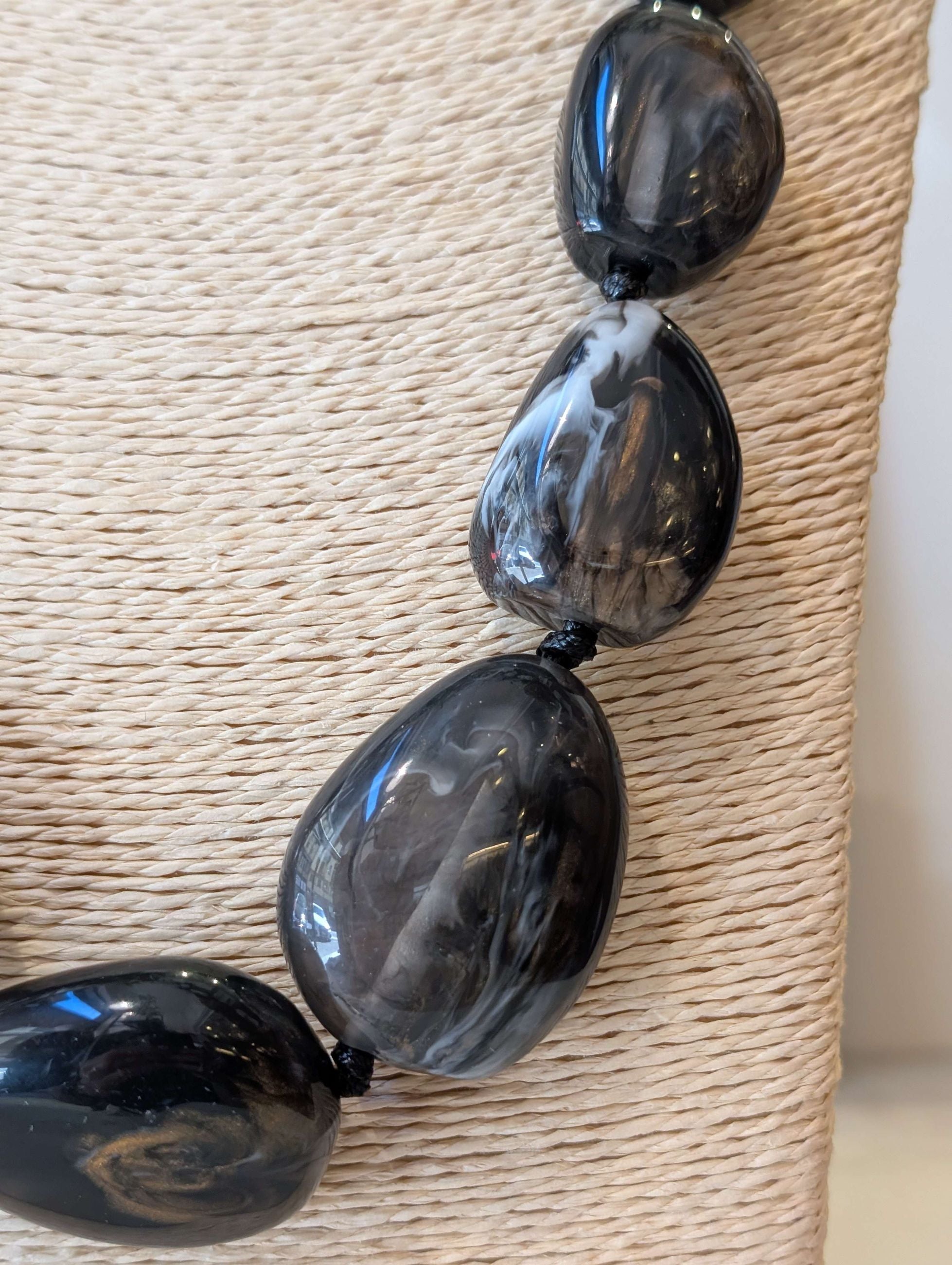 COLLANA GAIA OVER IN RESINA NUVOLATA NERO - NALI'