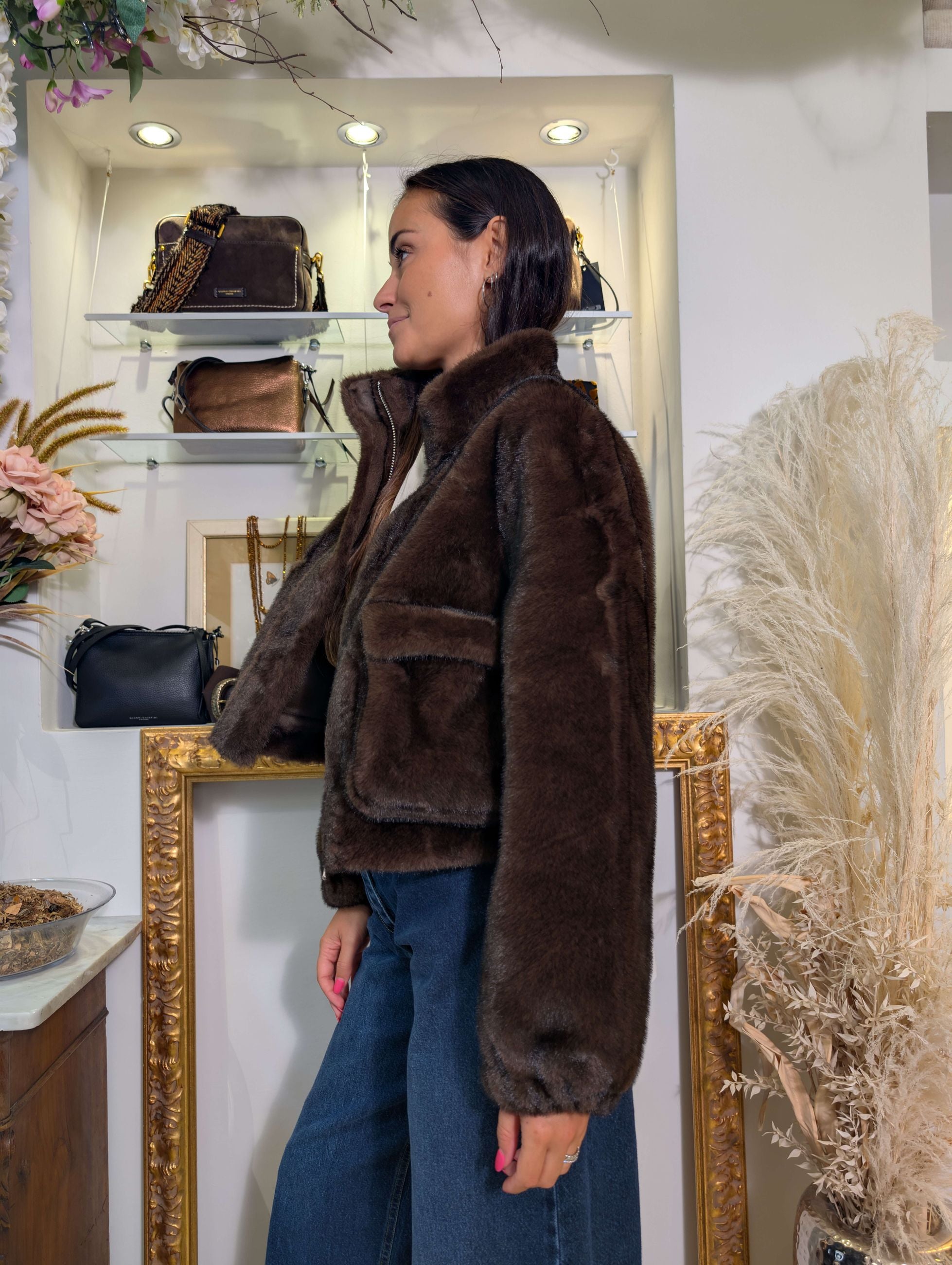 Bomber in pelliccia sintetica effetto visone con interno in ecoshearling - SHE_FLORENCE_LAB