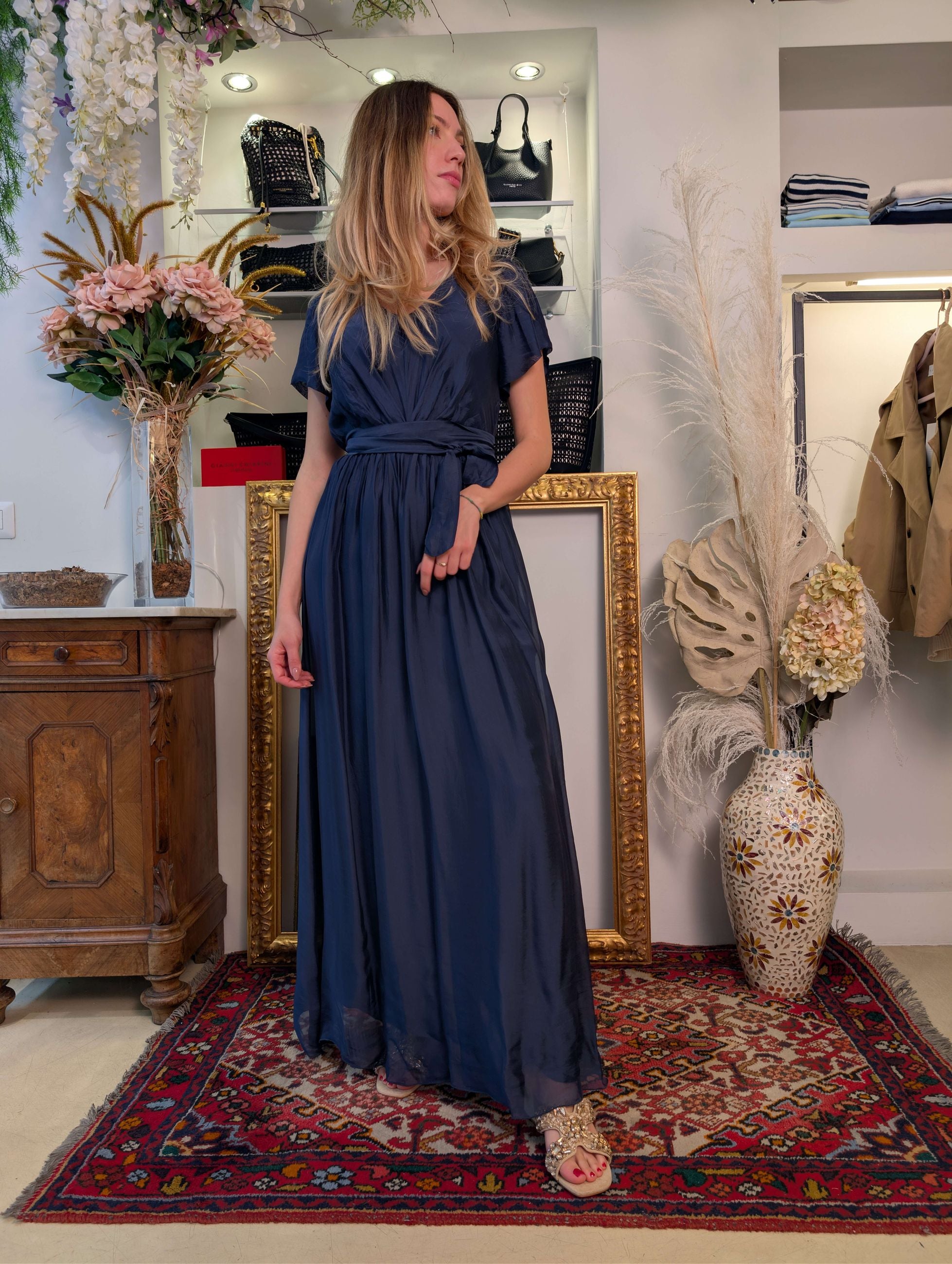 Long dress maniche ad aletta in seta - HAVE ONE