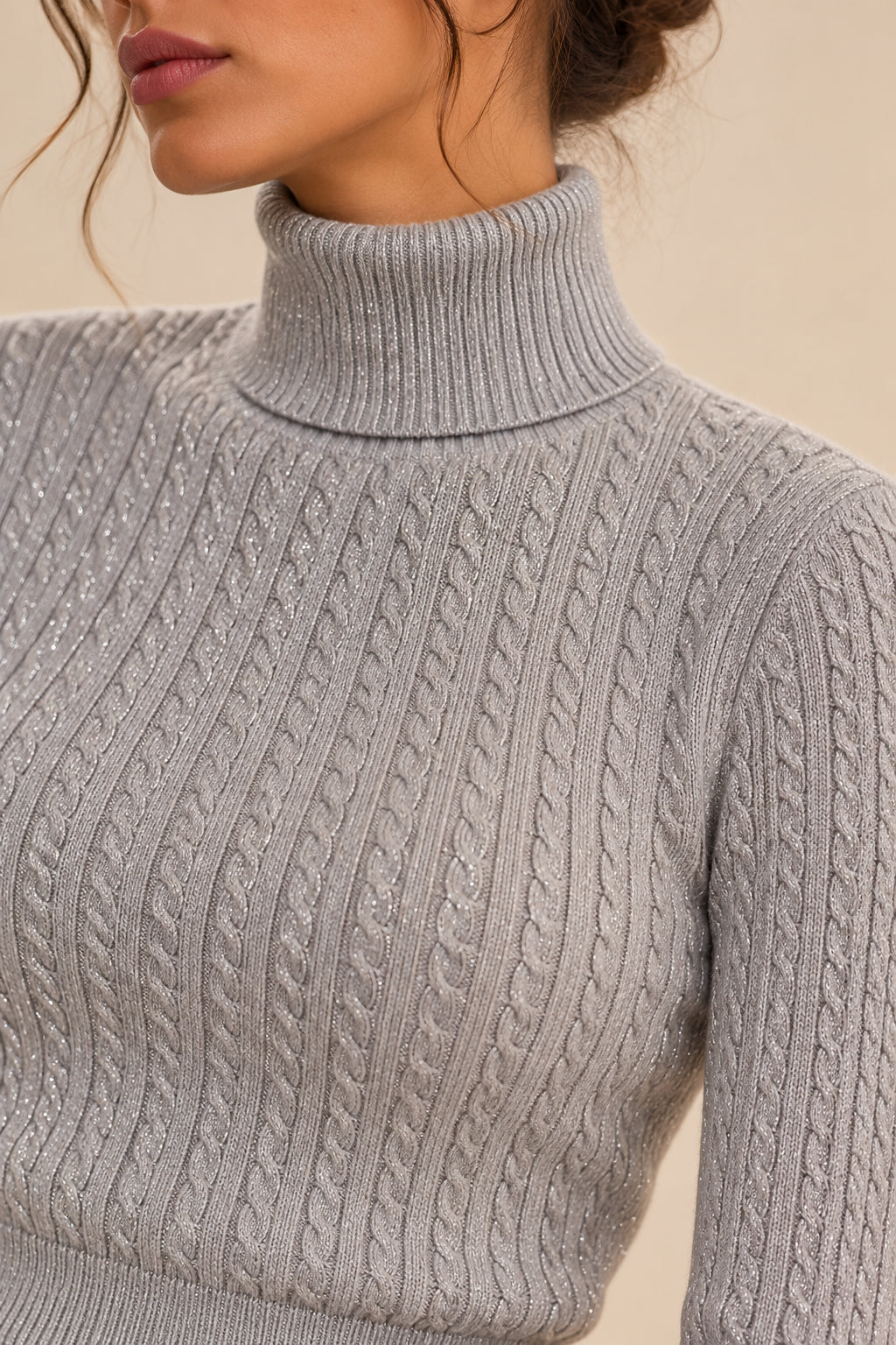 Maglia Cropped a Treccine con Lurex e Collo Alto - Sandro Ferrone