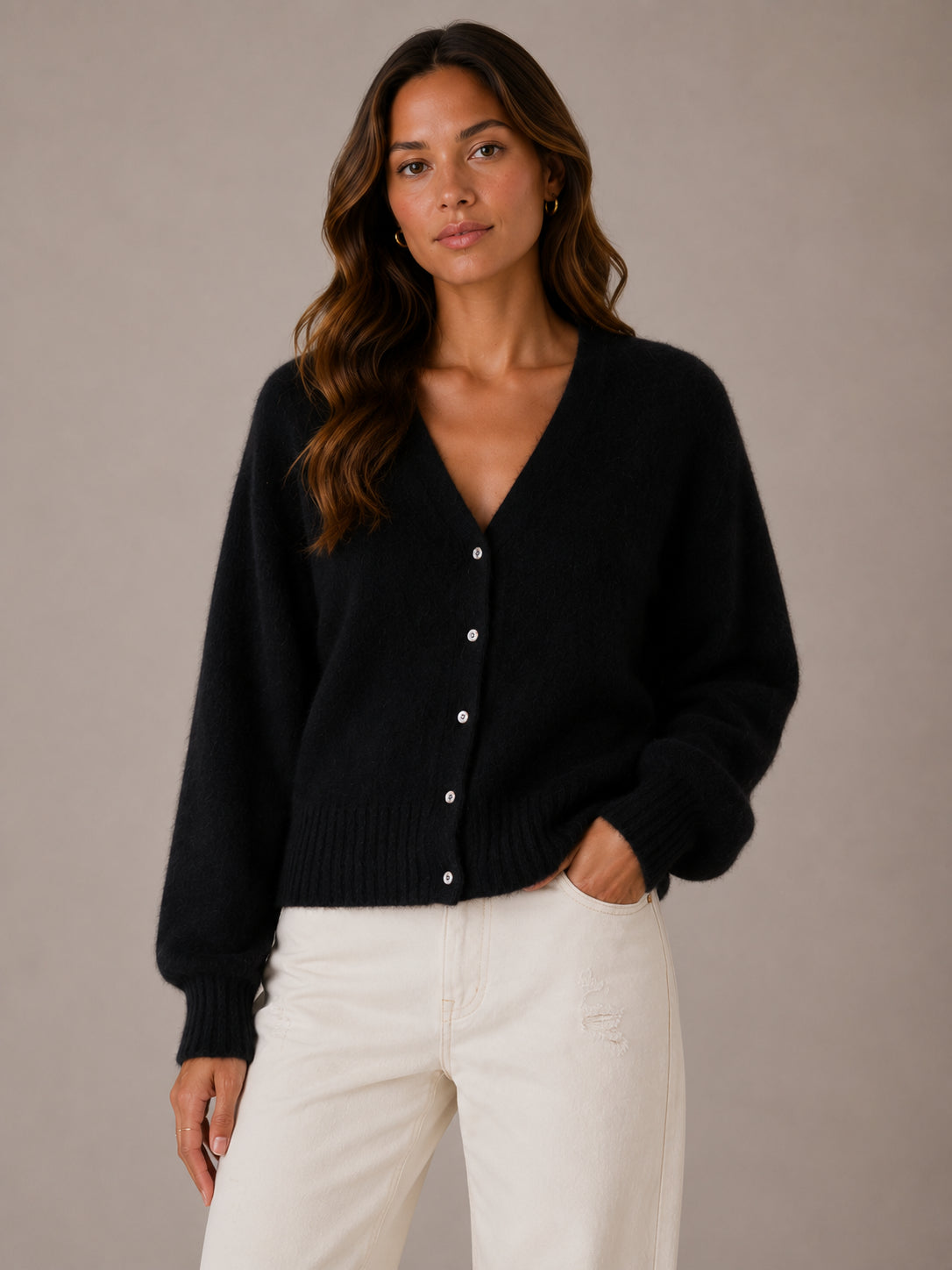 Cardigan in angora - .SOLO TRE