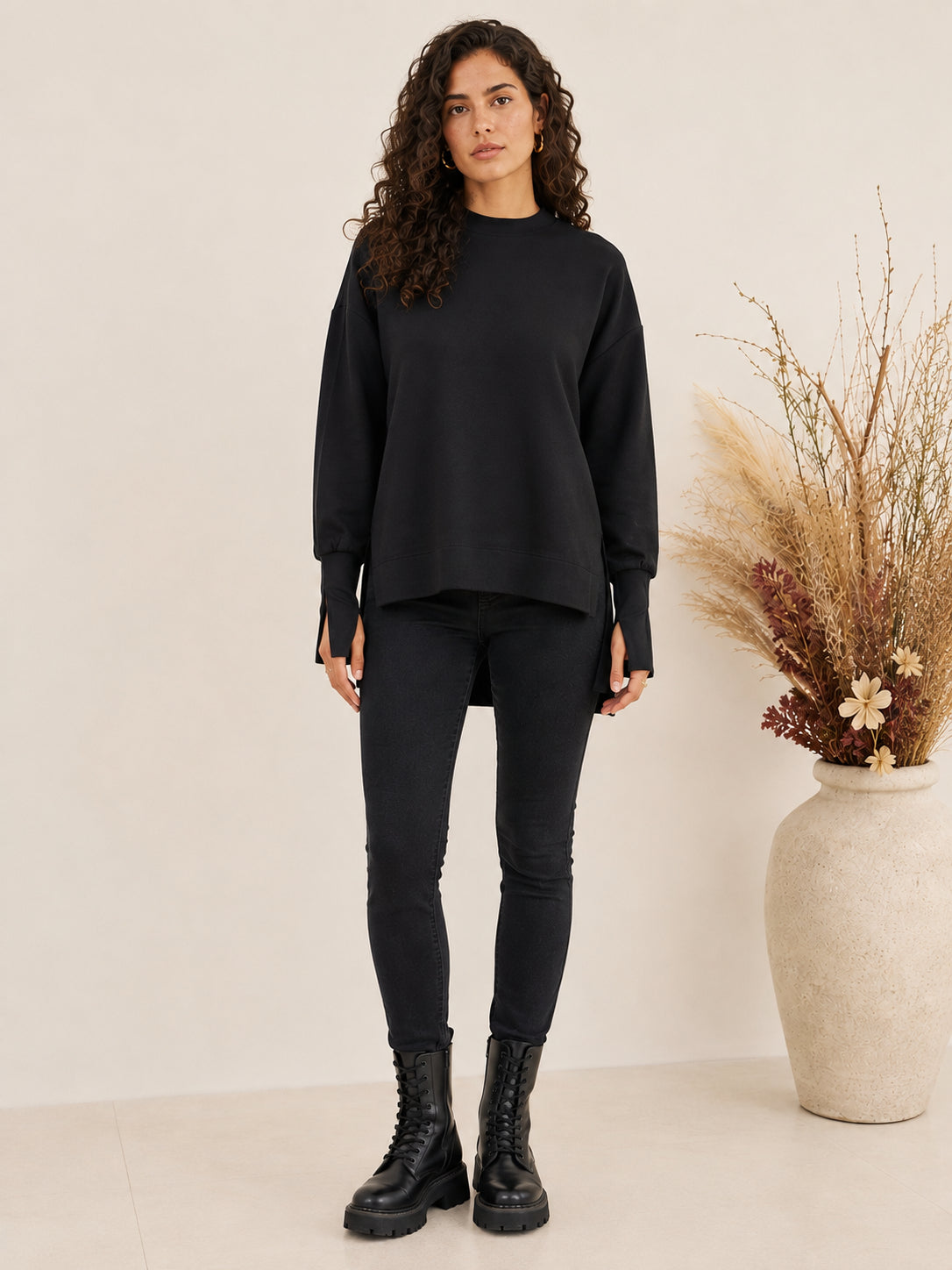 Felpa morbida asimmetrica con polsini aperti - MARKUP DONNA