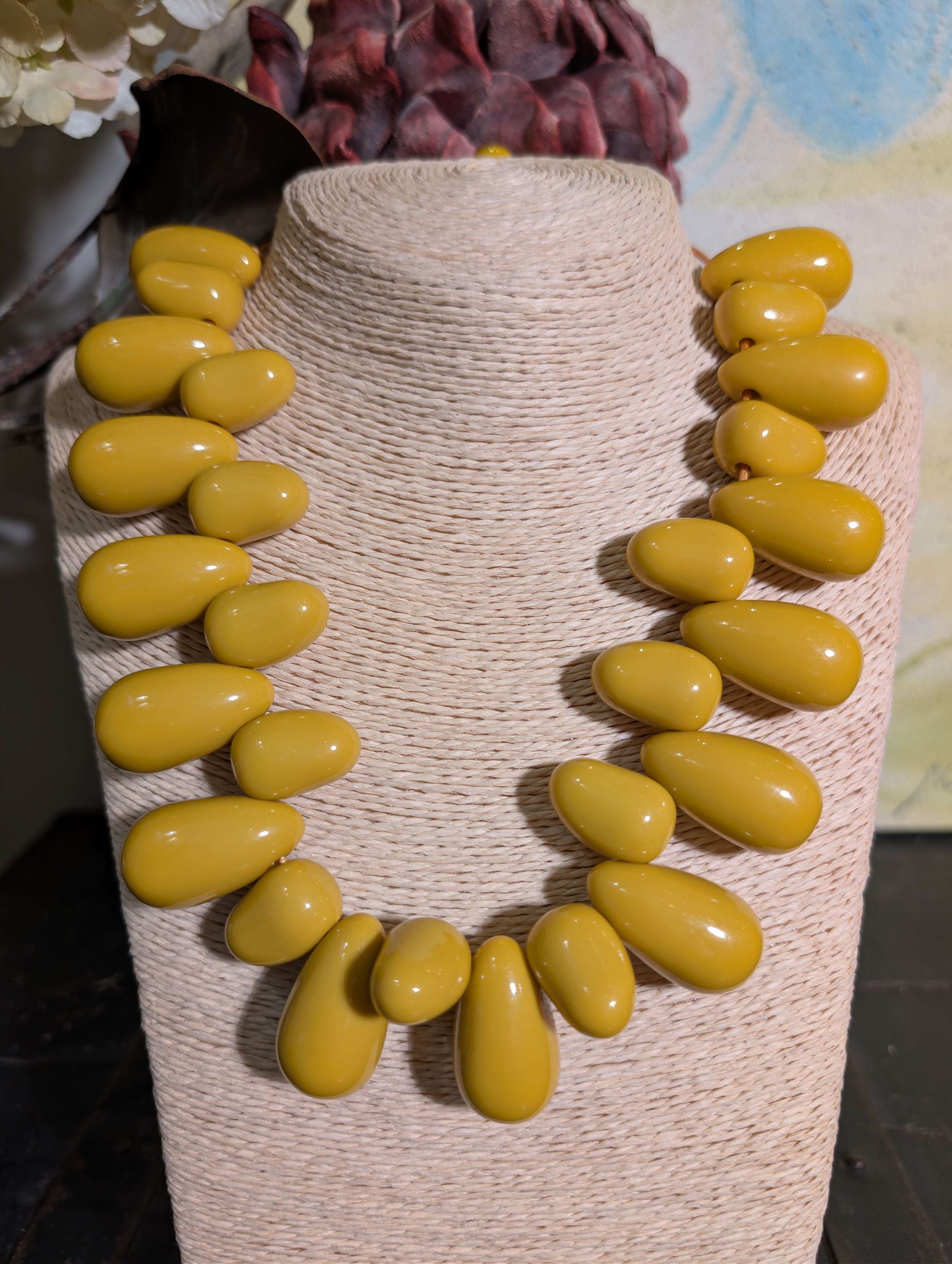 COLLANA ZURI IN RESINA A GOCCIA SENAPE - NALI'