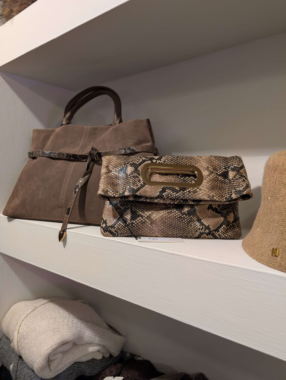 BORSA MELISSA CON DETTAGLI IN PITONE MARRONE - NALI'