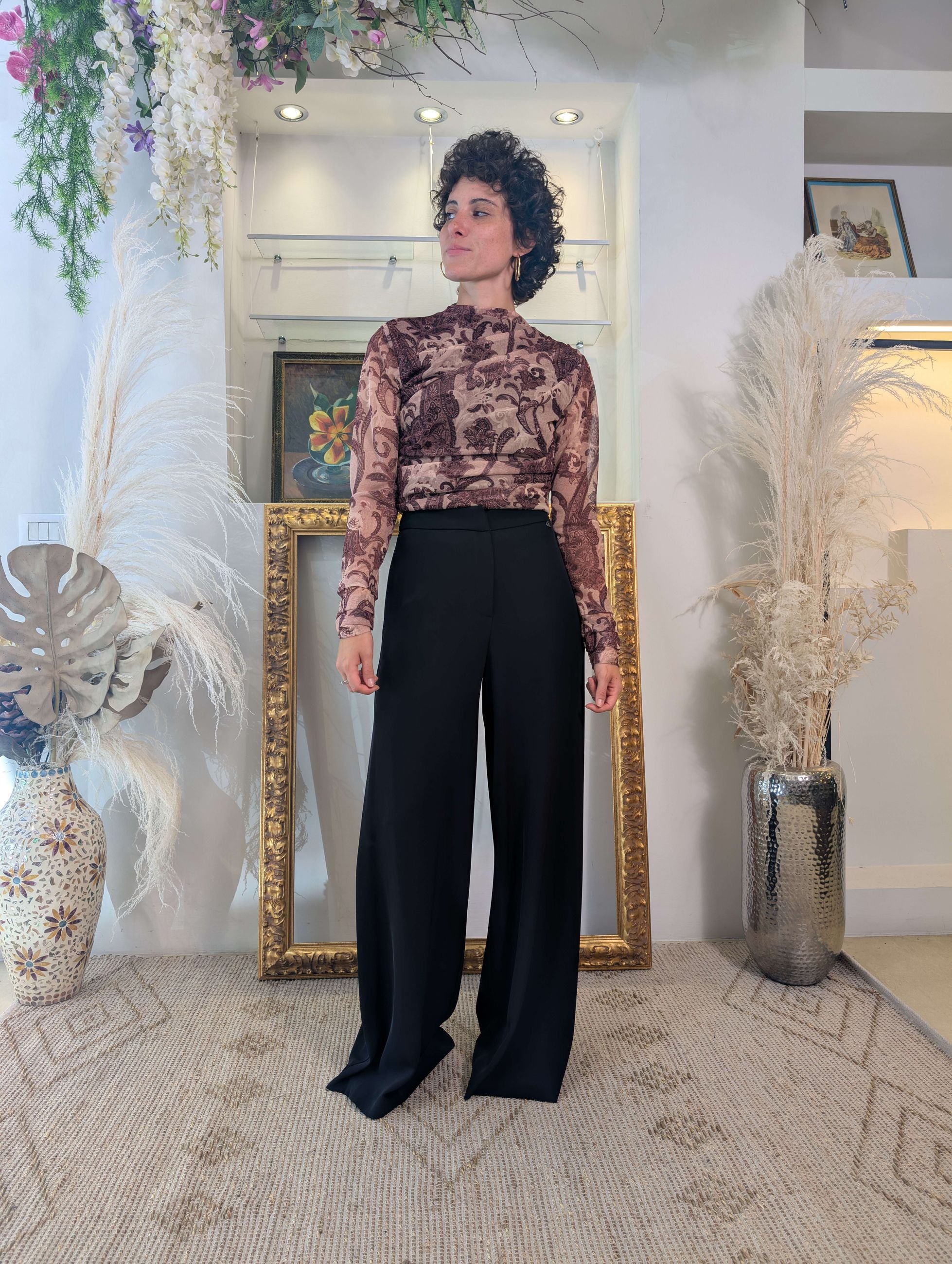 Pantalone palazzo in fluido cadì armaturato - DIXIE
