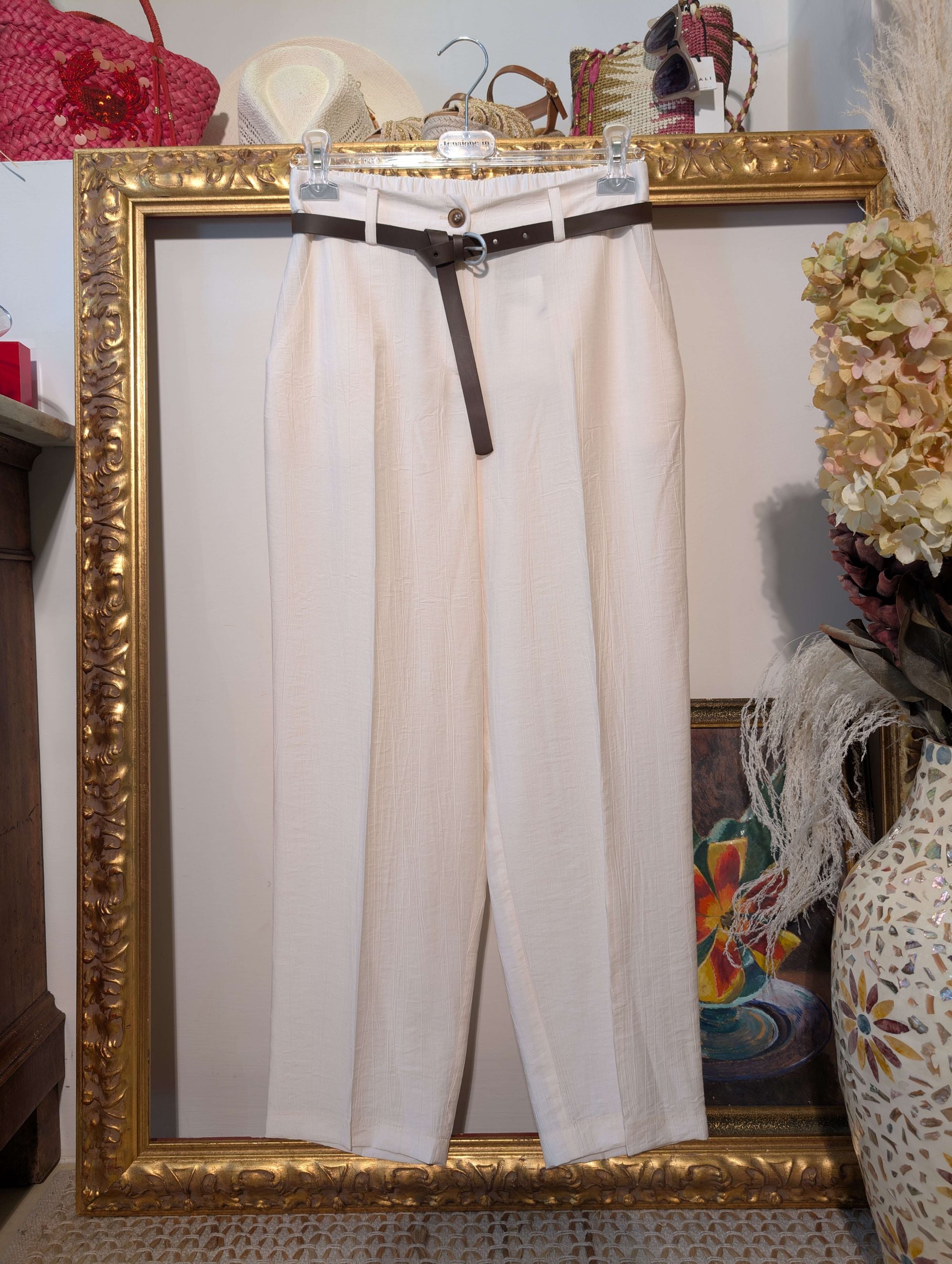 Pantaloni a sigaretta in tessuto crinkle - TENSIONE IN
