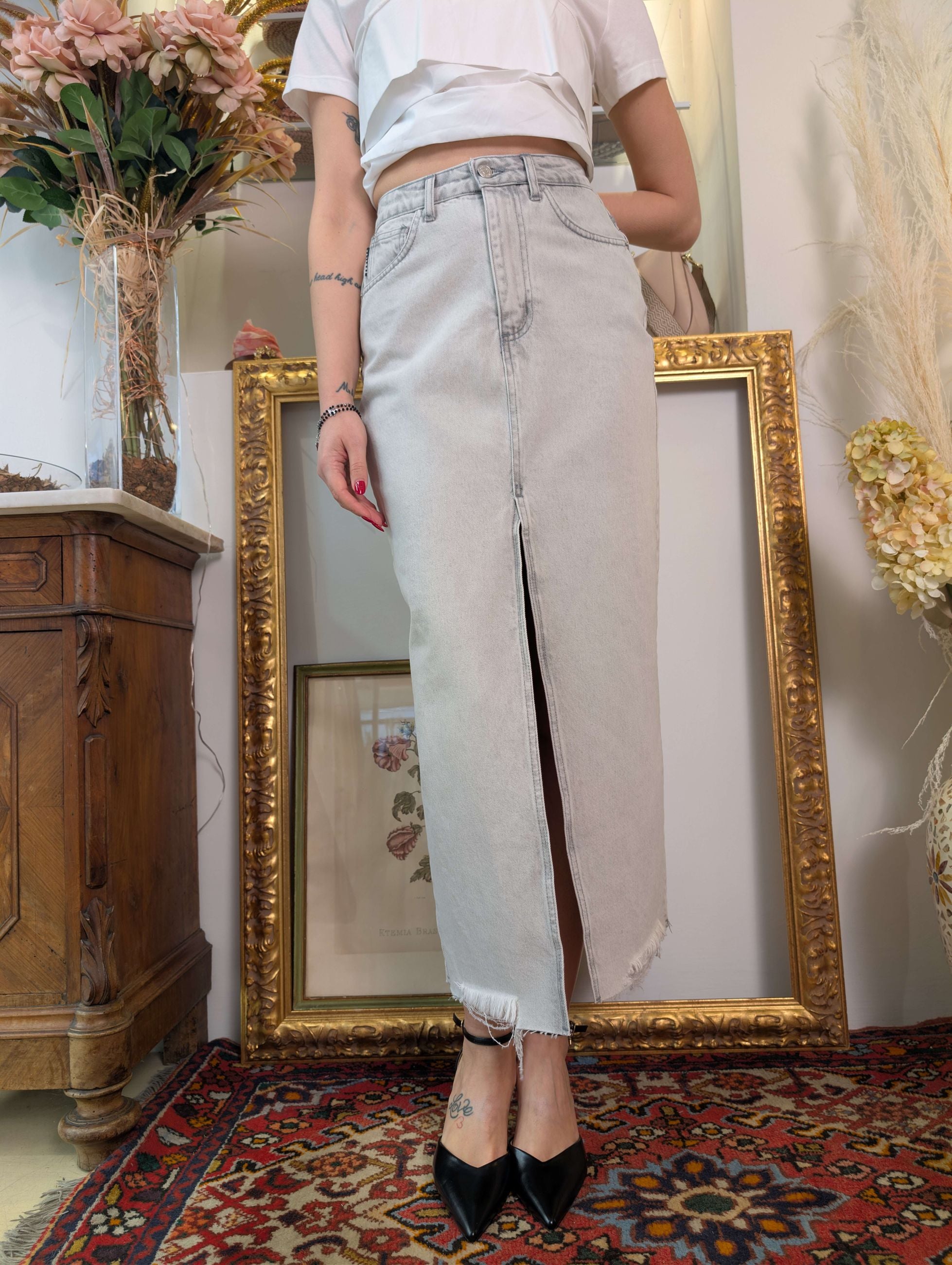 GONNA LONGUETTE CON SPACCO FONDO TAGLIO VIVO MOD.GINZA 1 - HAVE ONE