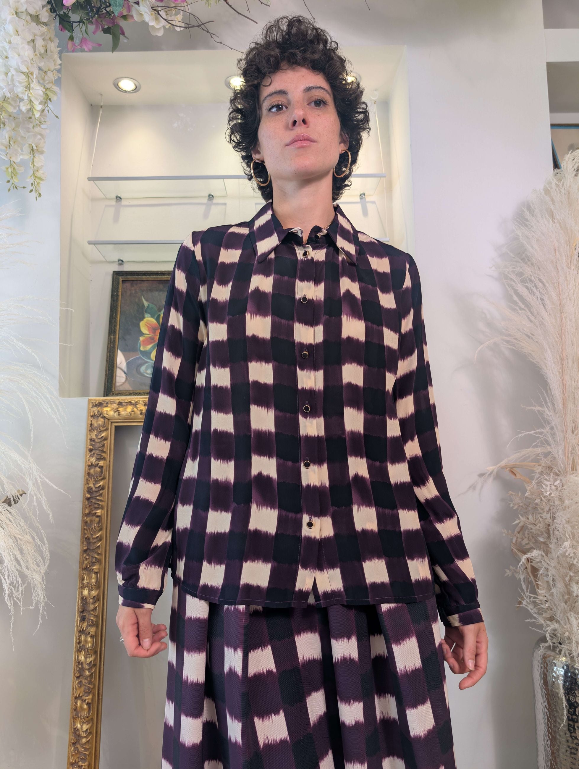 Camicia in crespo di viscosa con disegno check sfumato - DIXIE