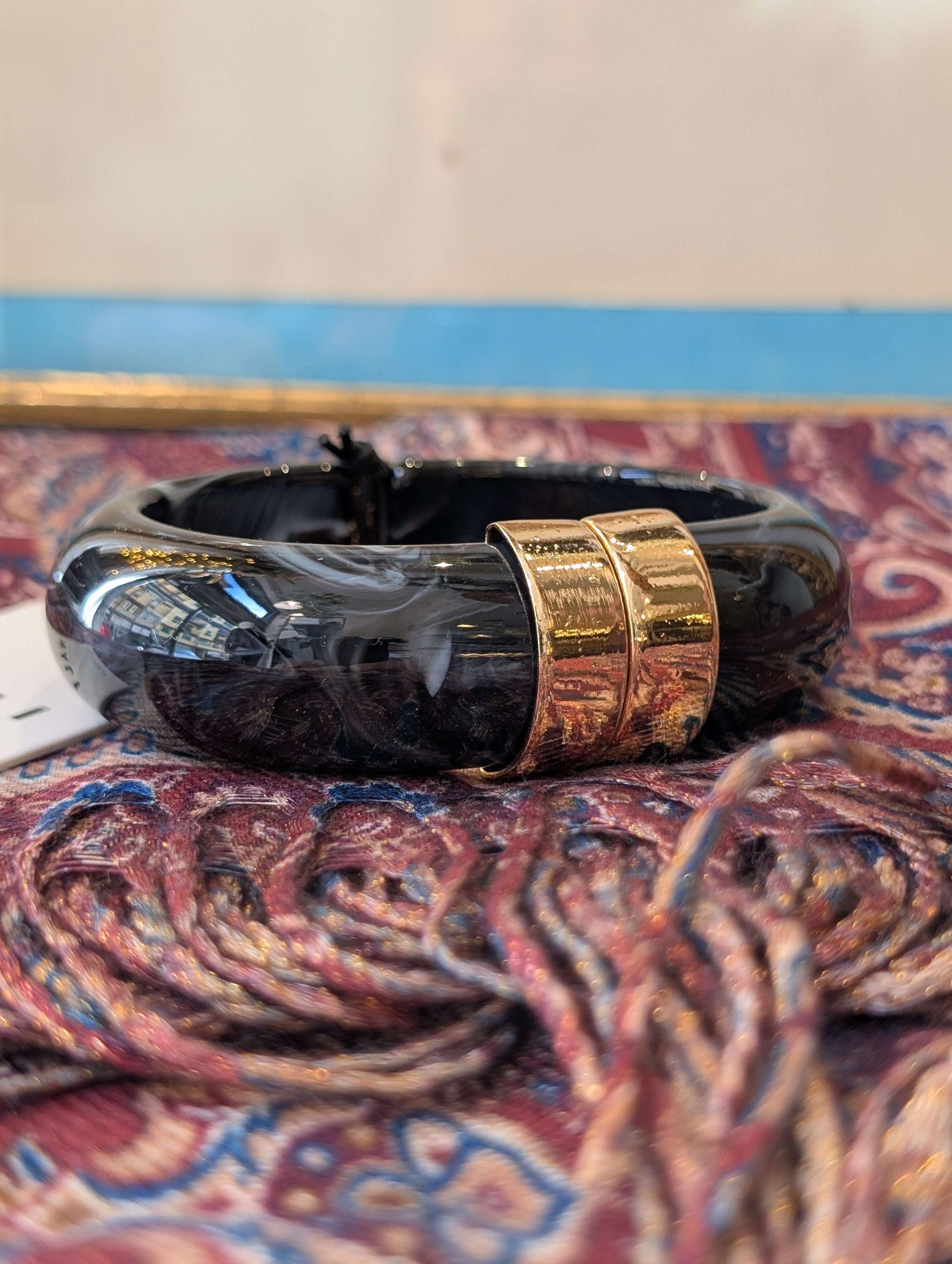 BRACCIALE MICHI DETTAGLIO ORO  RESINA NERO - NALI'