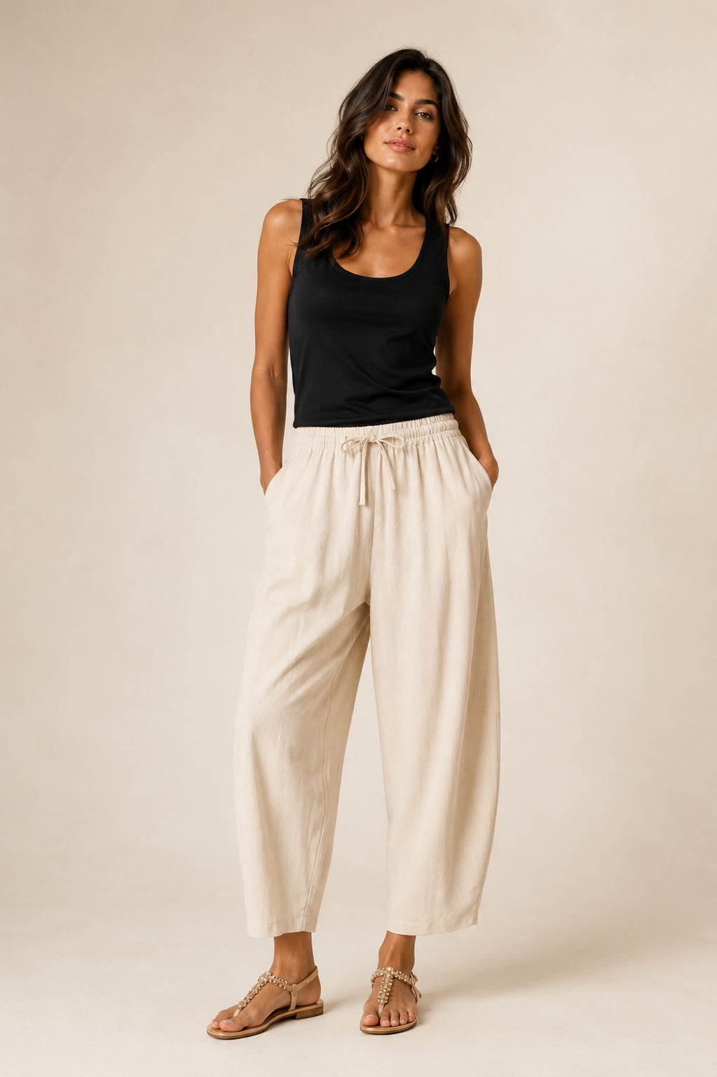 Panta barrel in lino - SHE_FLORENCE_LAB