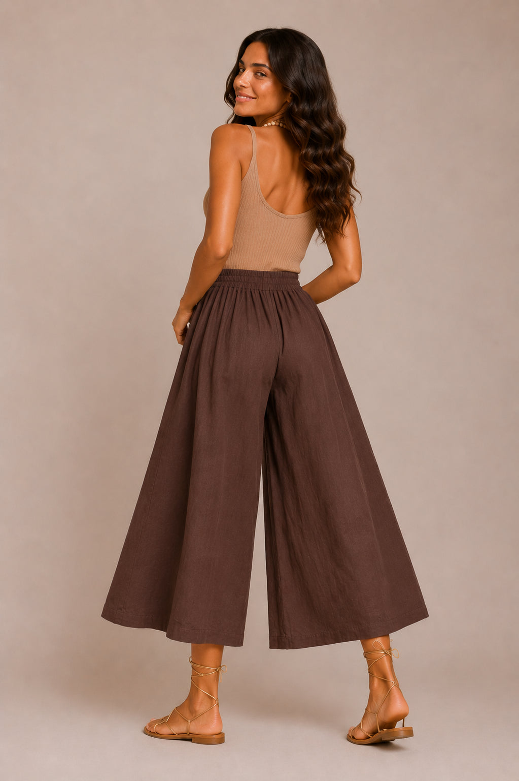 Panta cropped ampio in mussola di cotone - SHE_FLORENCE_LAB
