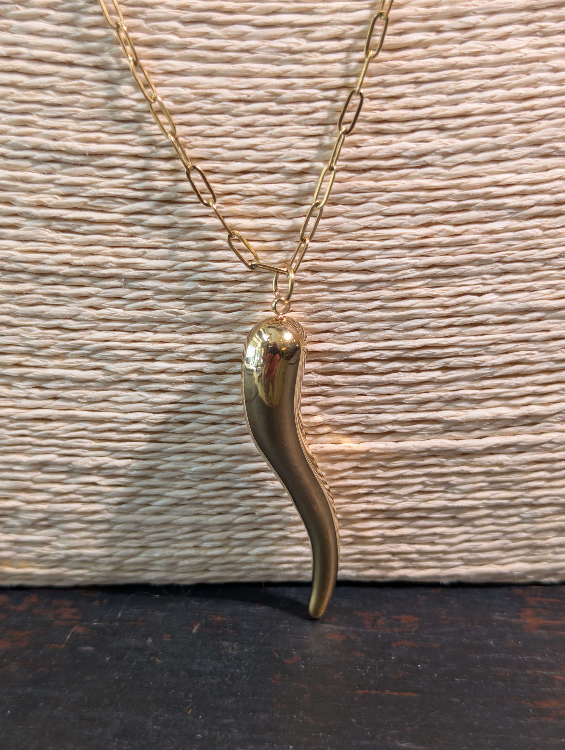 COLLANA LUNGA CON CORNO OVER ORO - NALI'