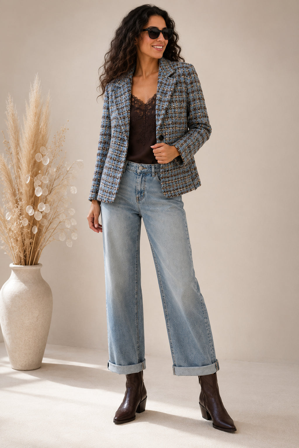 Giacca in pied de poule multicolor con filo lurex - VICOLO