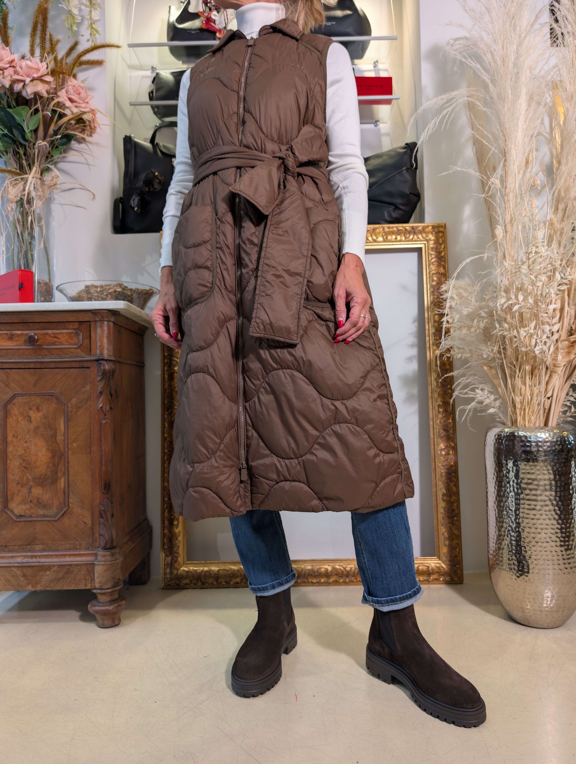 Gilet trapuntato lungo - PLEASE