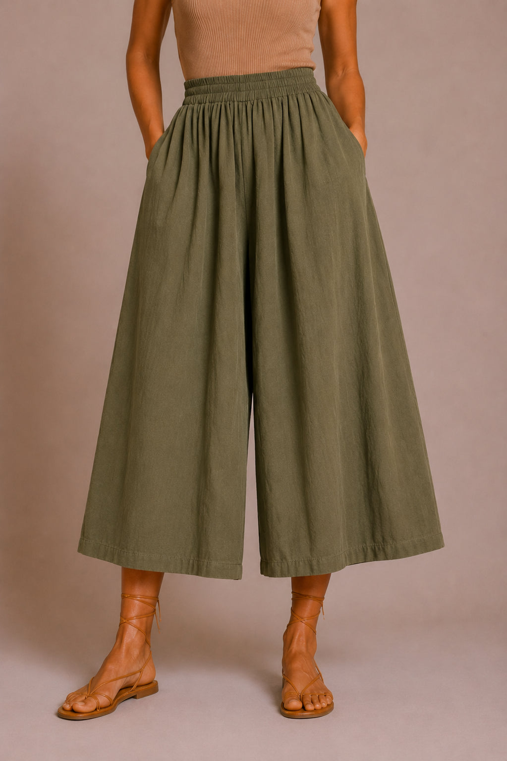 Panta cropped ampio in mussola di cotone - SHE_FLORENCE_LAB
