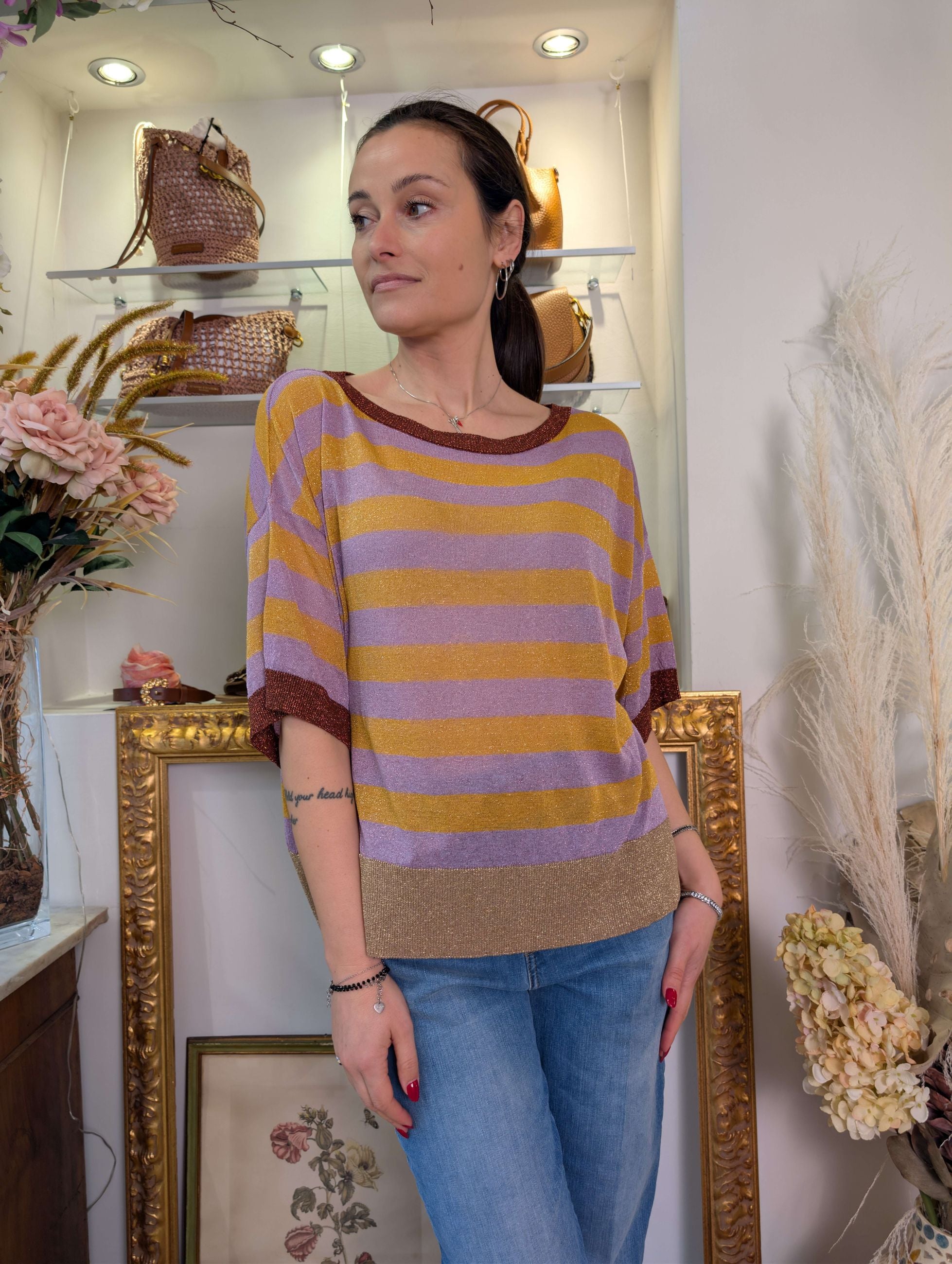 Maglia  rigata multicolor con lurex - DIXIE