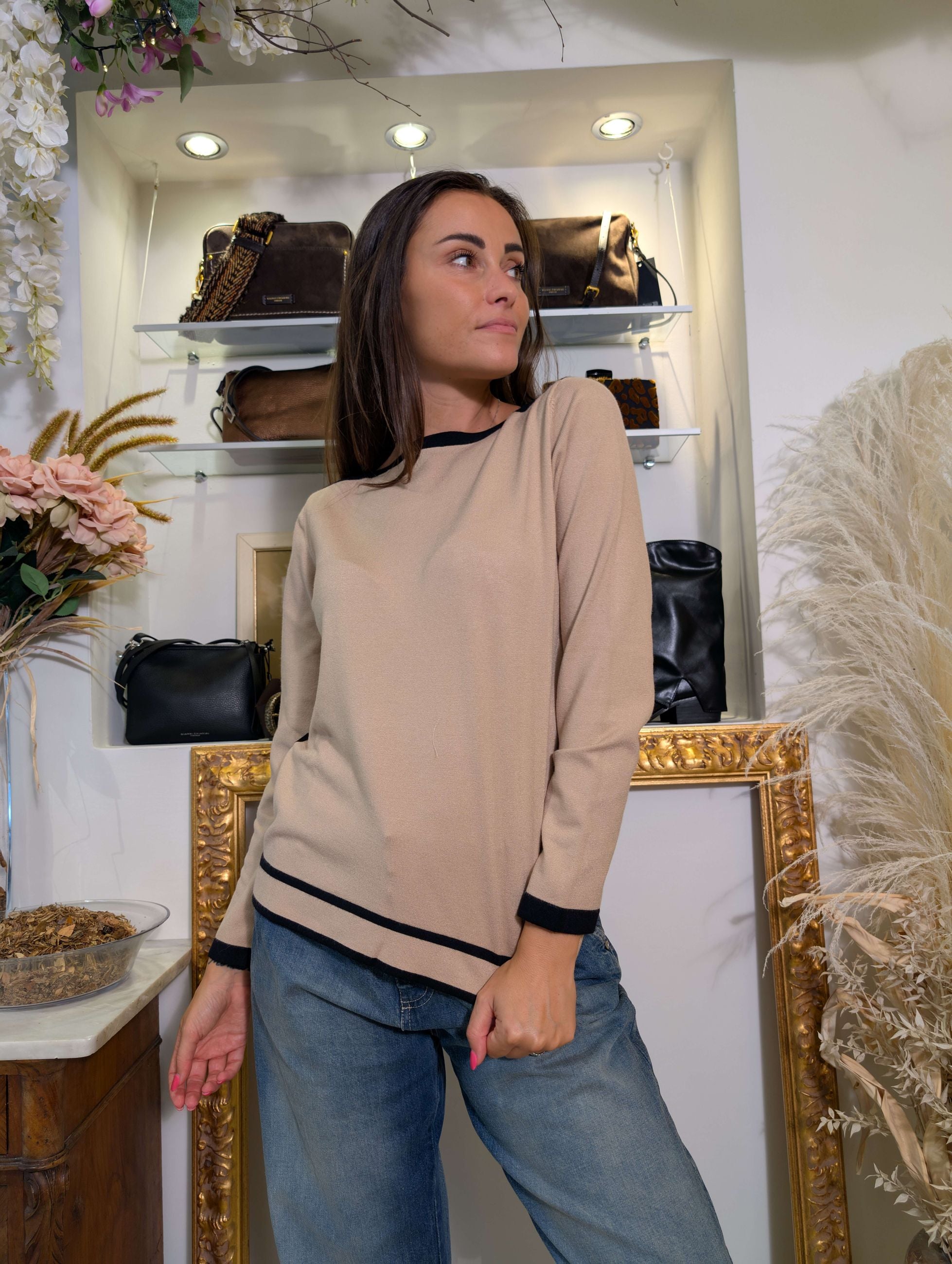 Maglia color block scollo a barchetta – Finezza 12 - LOLA by Sandro Ferrone