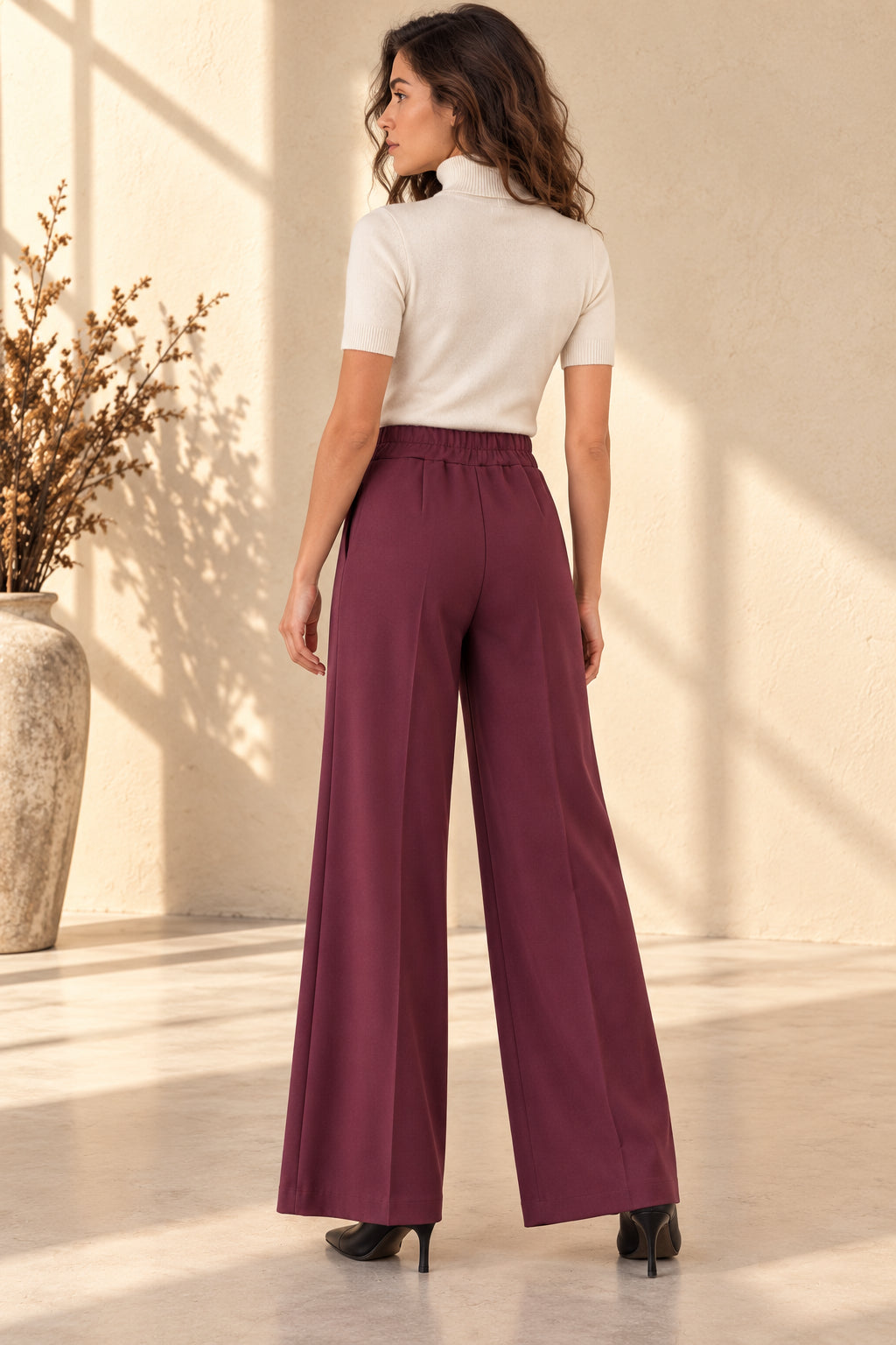 Pantalone Wide Leg con Pinces in Punto Milano - SHE_FLORENCE_LAB