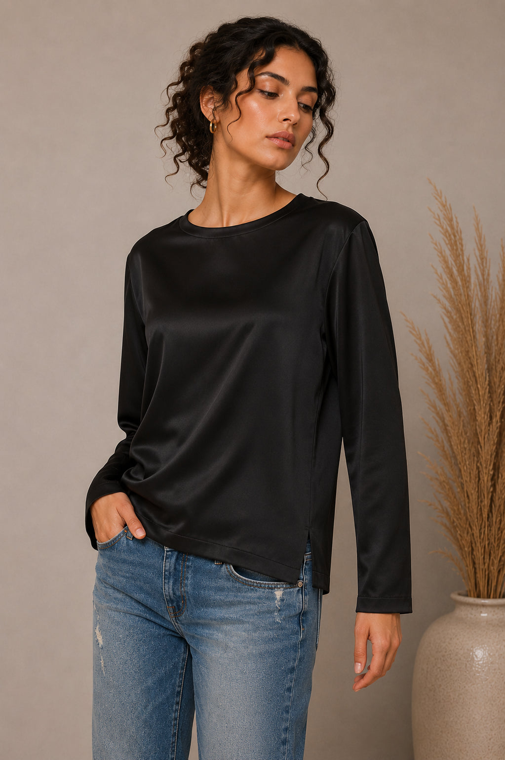 Satin Fluid Blouse - SHE_FLORENCE_LAB
