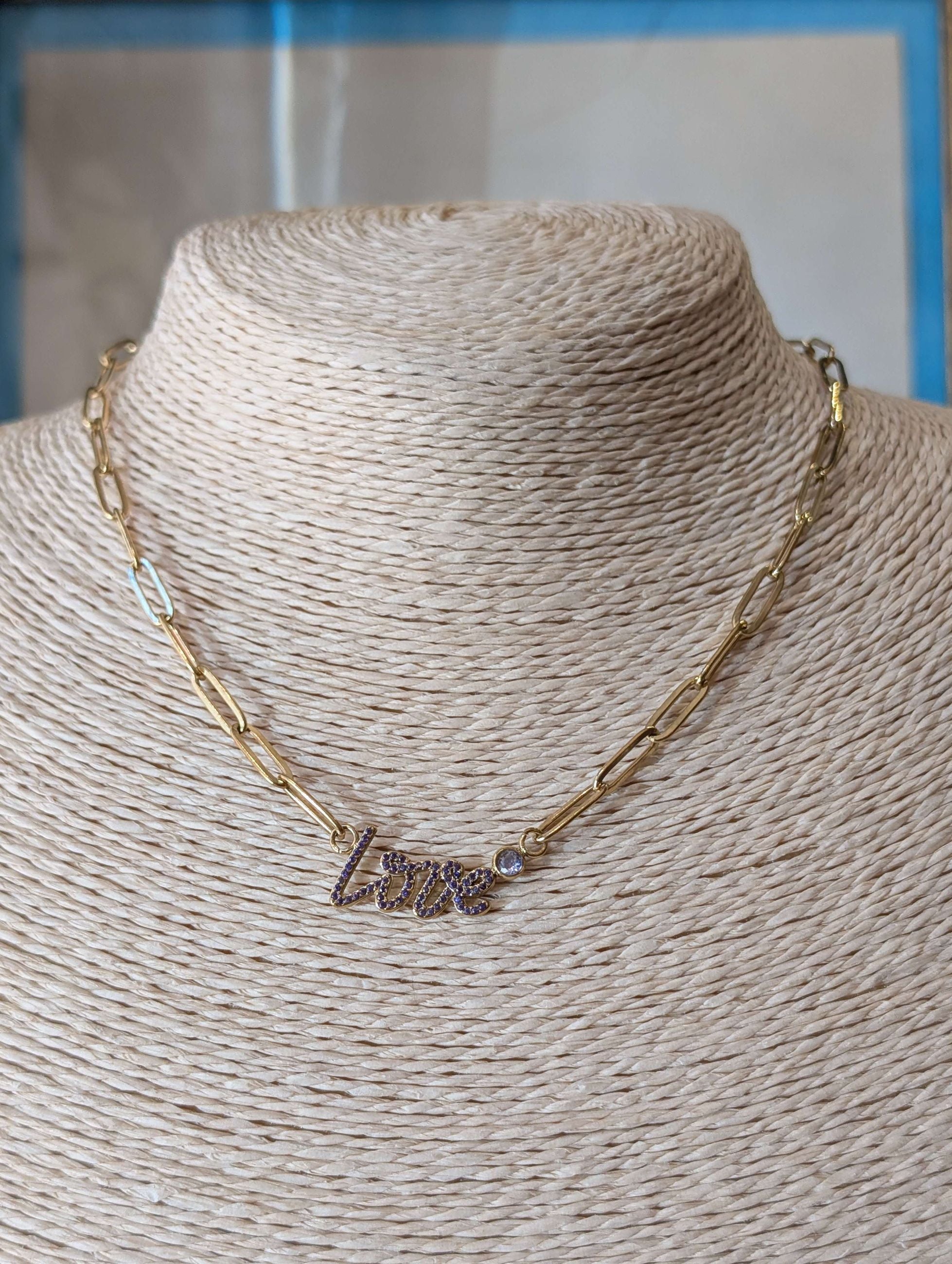 COLLANA LOVE CON PIETRE LILLA ORO - NALI'