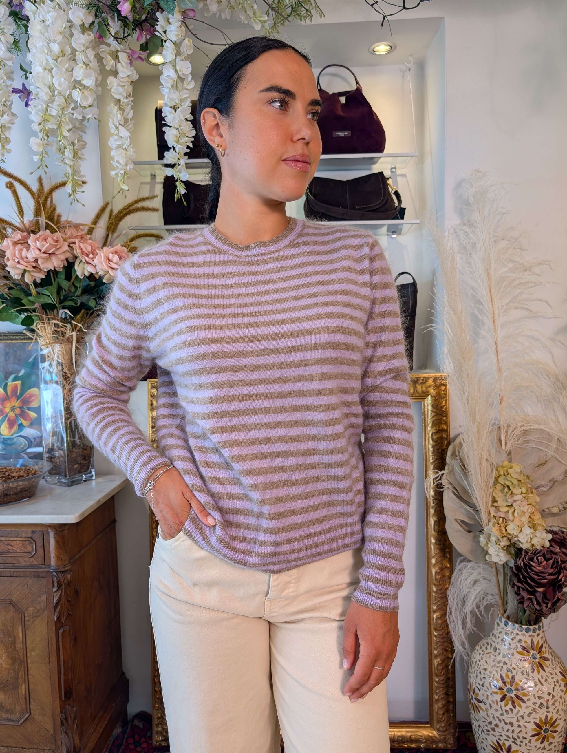 Maglia french stripes multicolor lana-cachemire - TENSIONE IN