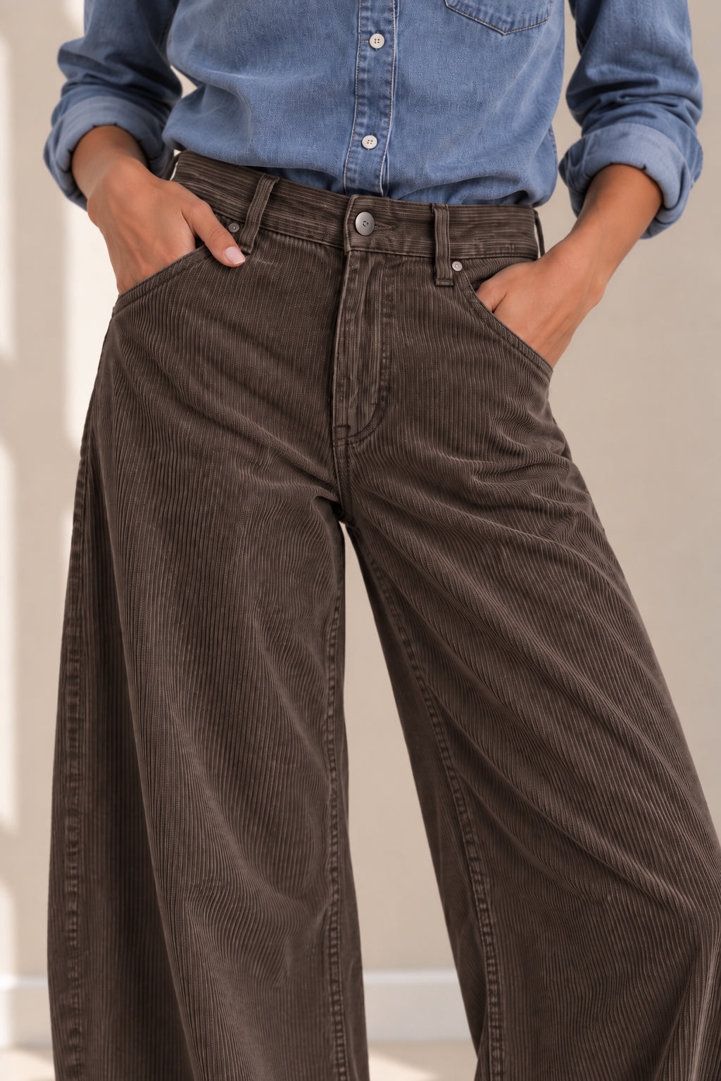 Pantalone wide leg in velluto a coste - PLEASE