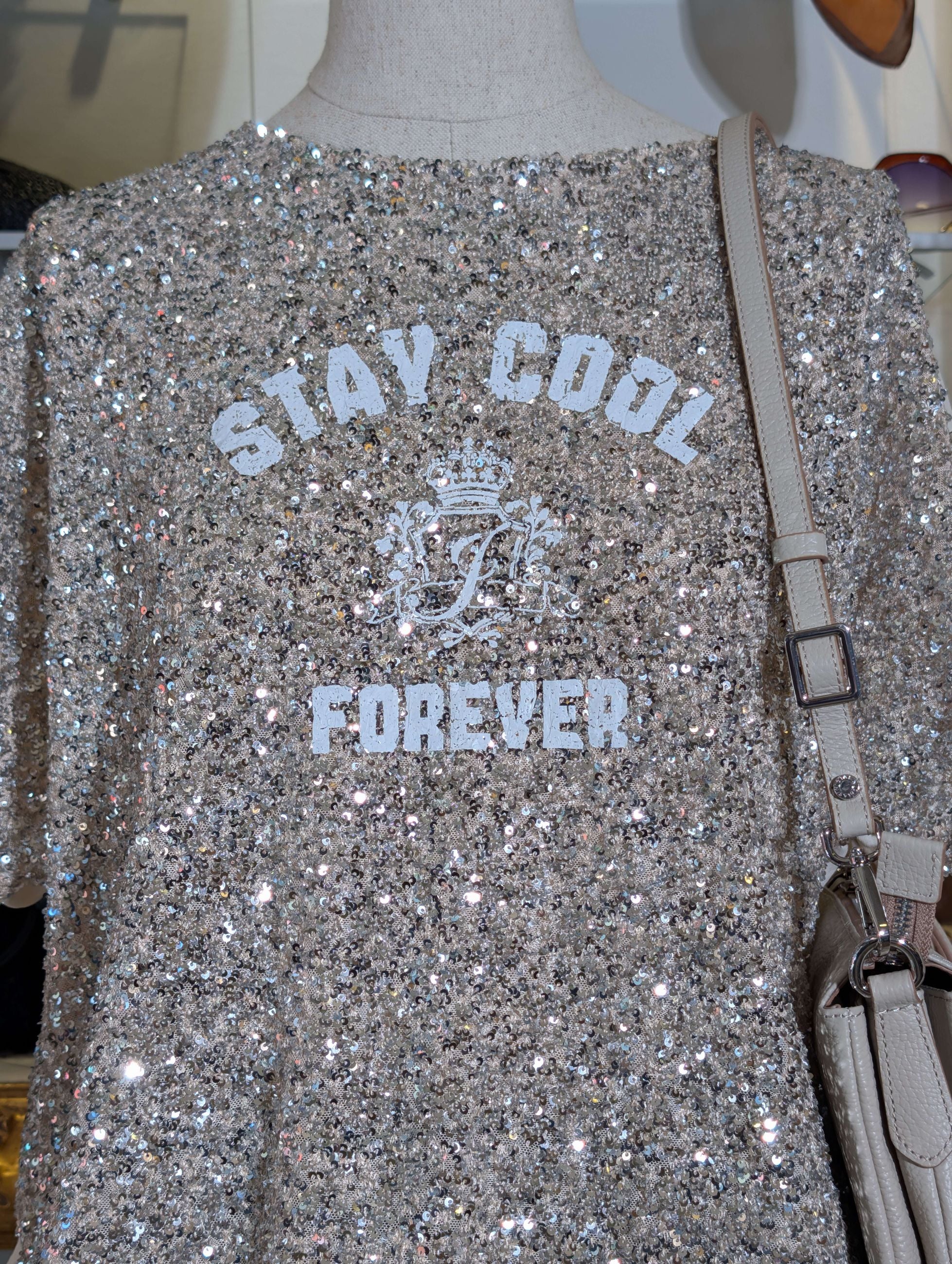 Blusa paillettes stampa "stay cool" - IMPERIAL