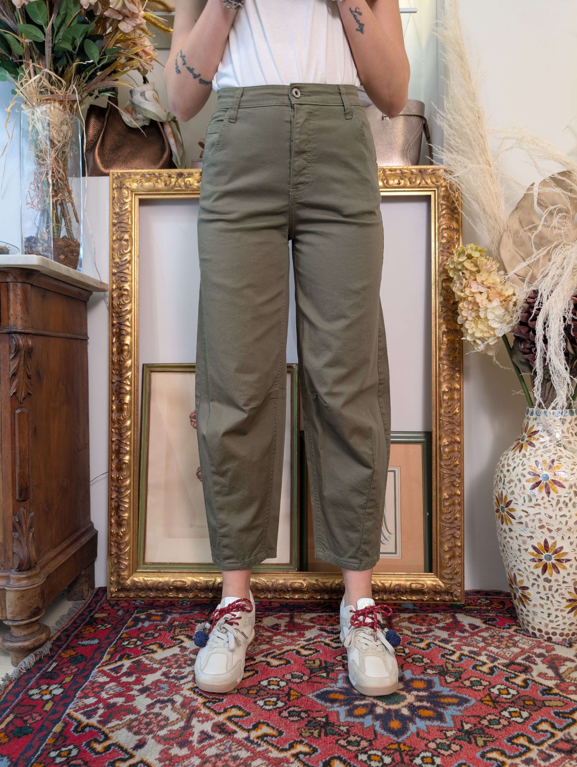 Panta baggy in gabardina di cotone - PLEASE