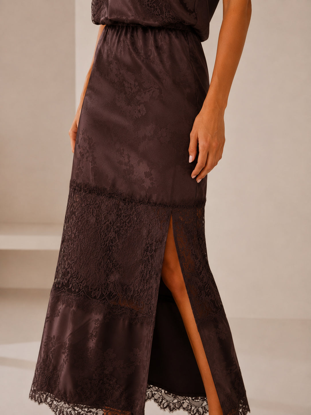 Gonna lunga in raso jacquard - VICOLO