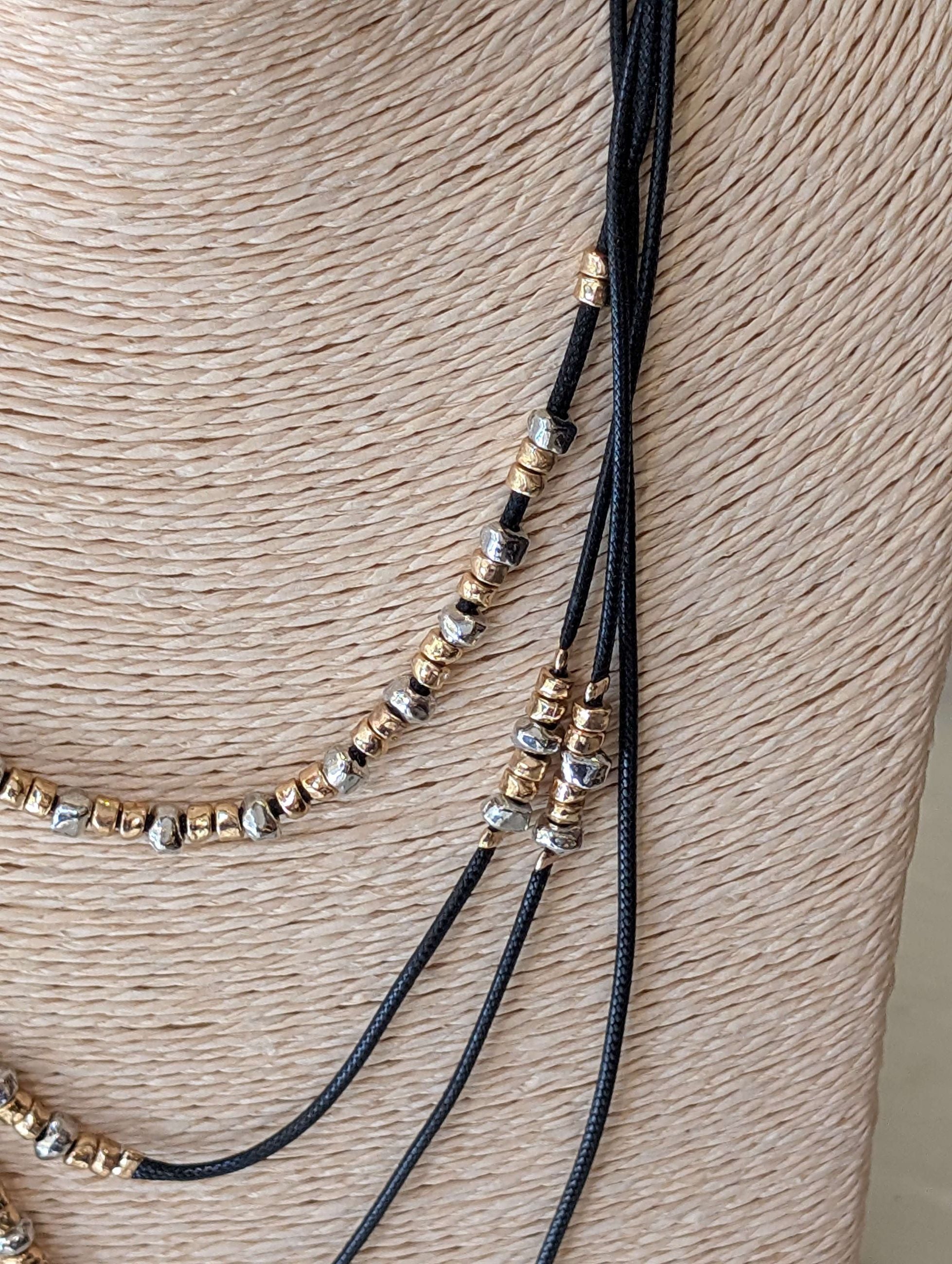 COLLANA CON CORDINO ED ELEMENTI ORO\ARGENTO - NALI'