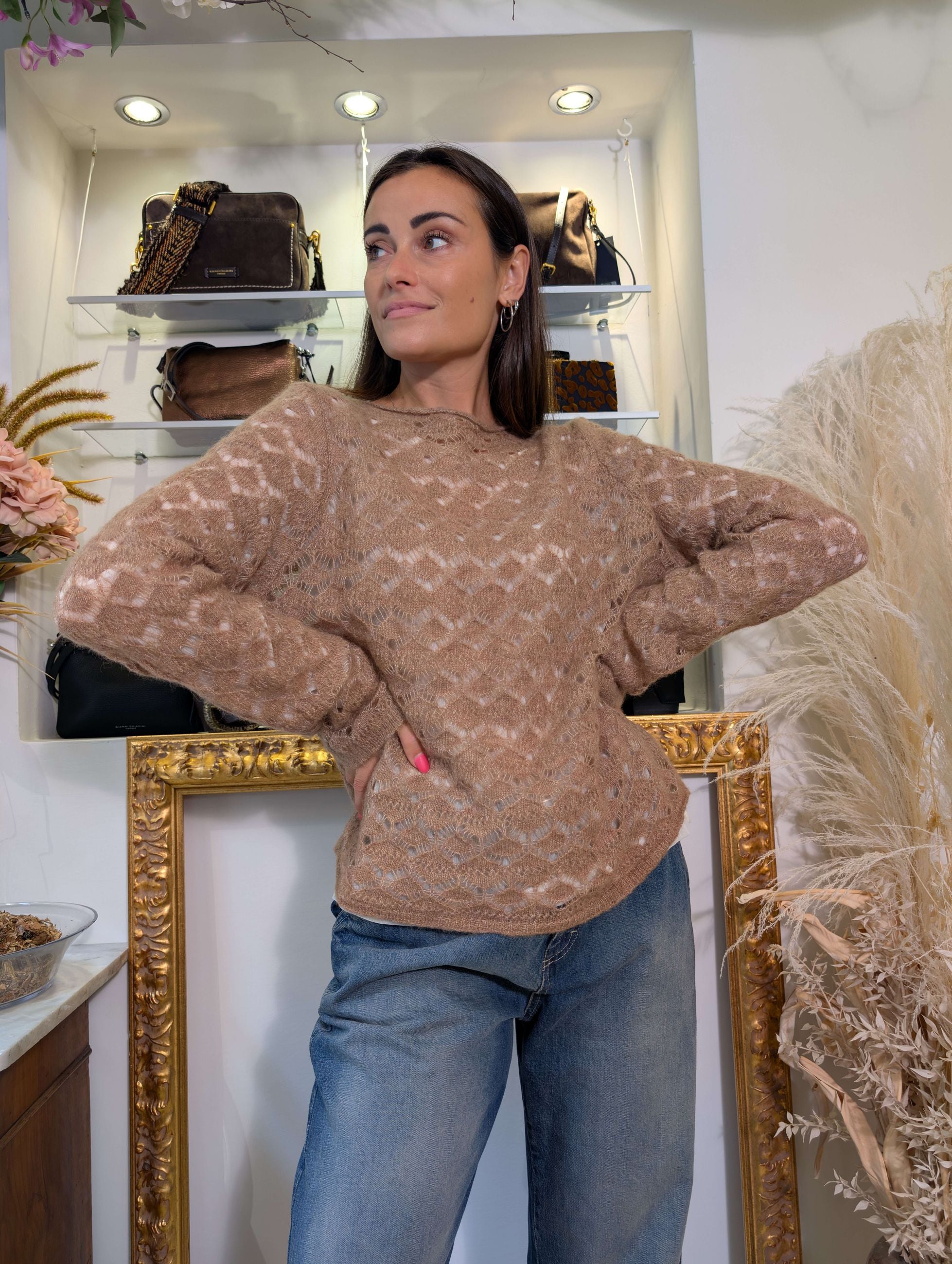 Maglia in alpaca effetto pizzo - .SOLO TRE