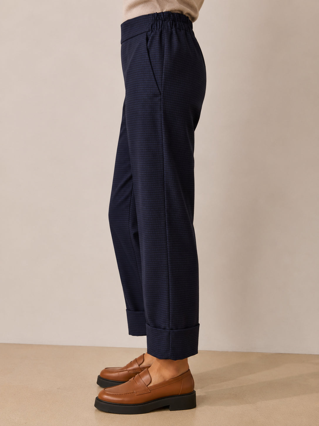 Panta cropped in flan pied de poule - Sandro Ferrone