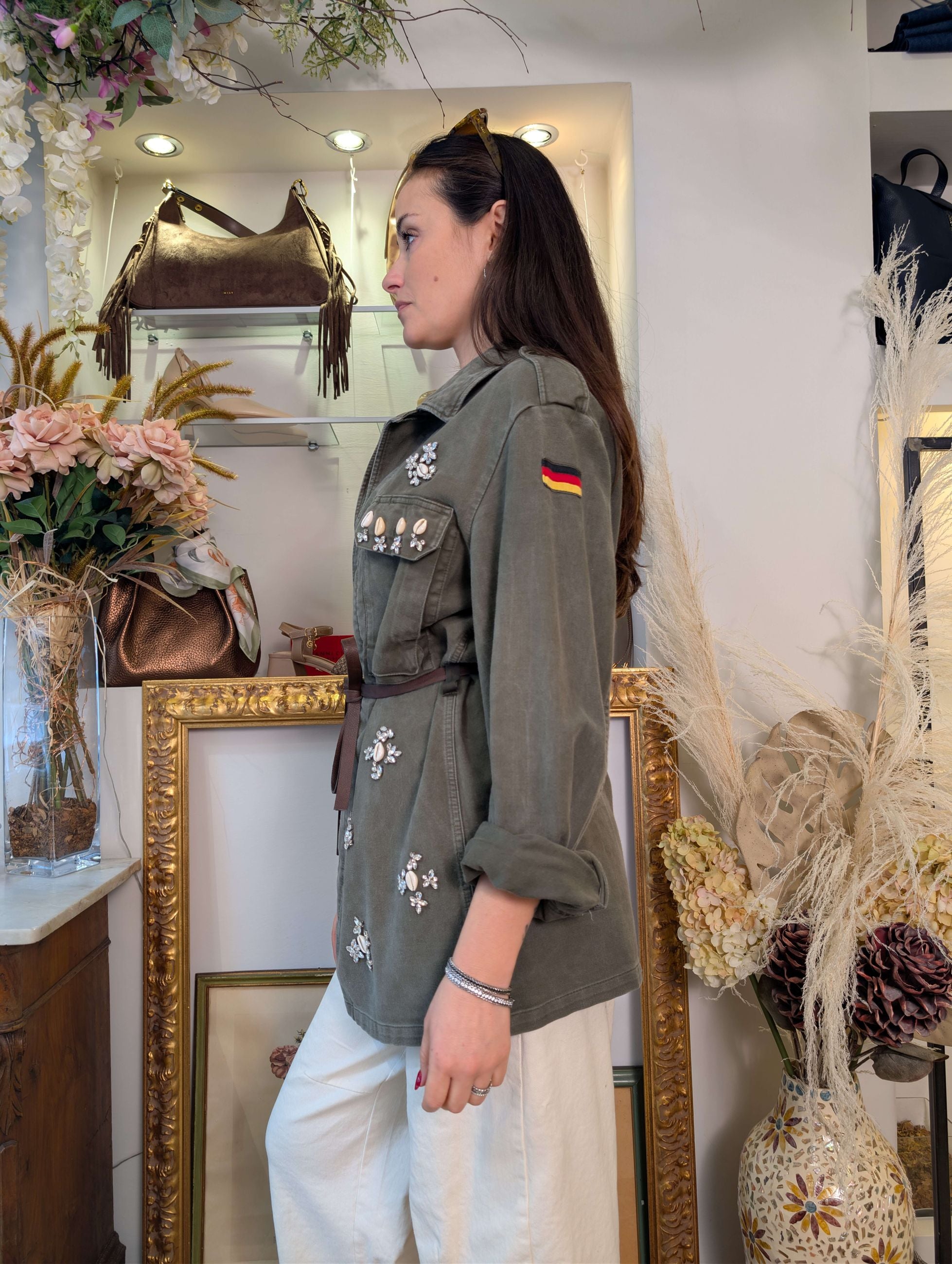 Giacca vintage con castoni e conchiglie - TENSIONE IN