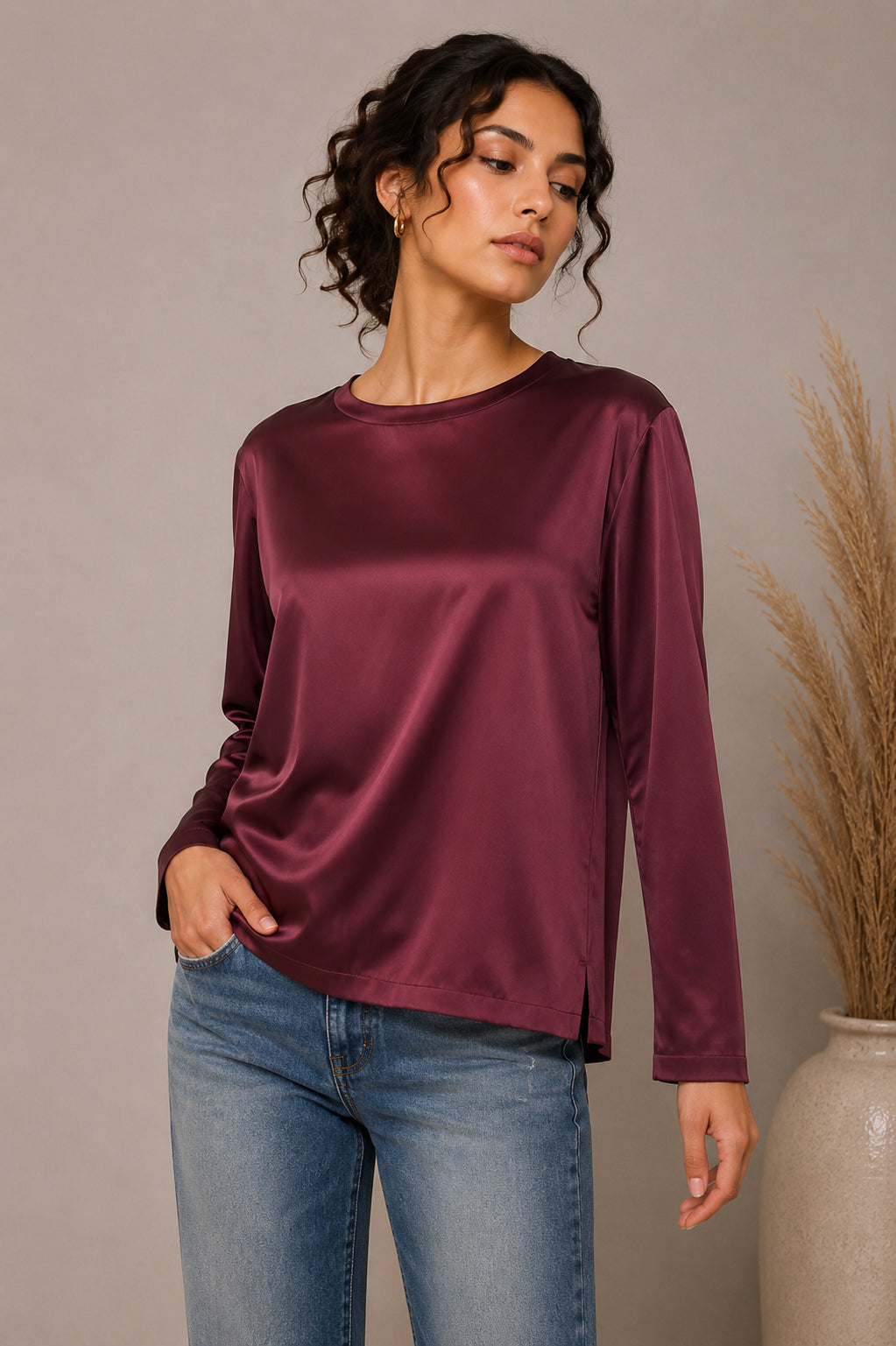 Satin Fluid T-Shirt - SHE_FLORENCE_LAB